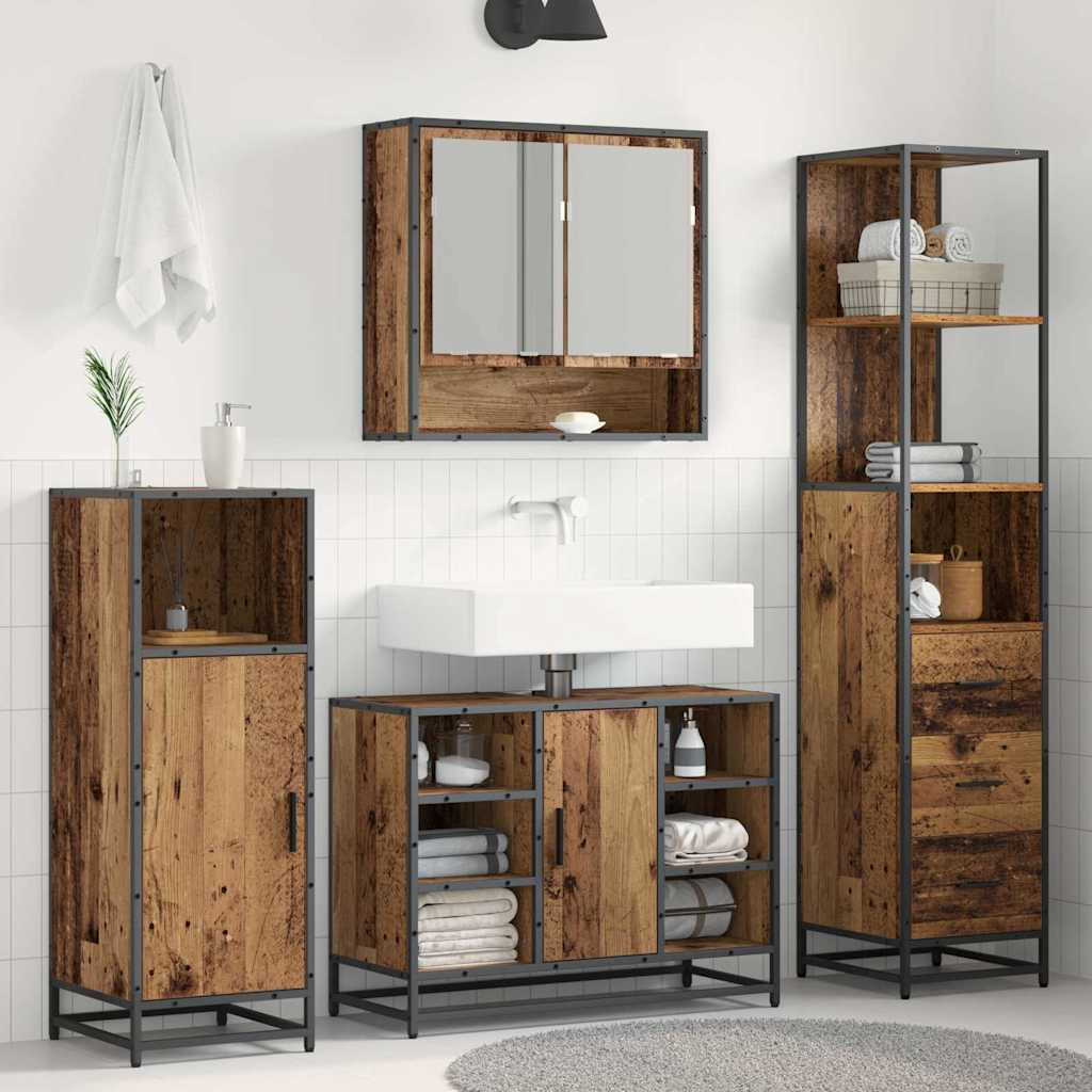 vidaXL Badkamerkast 35x37,5x166cm bewerkt hout grijs sonoma eikenkleur - Aashly