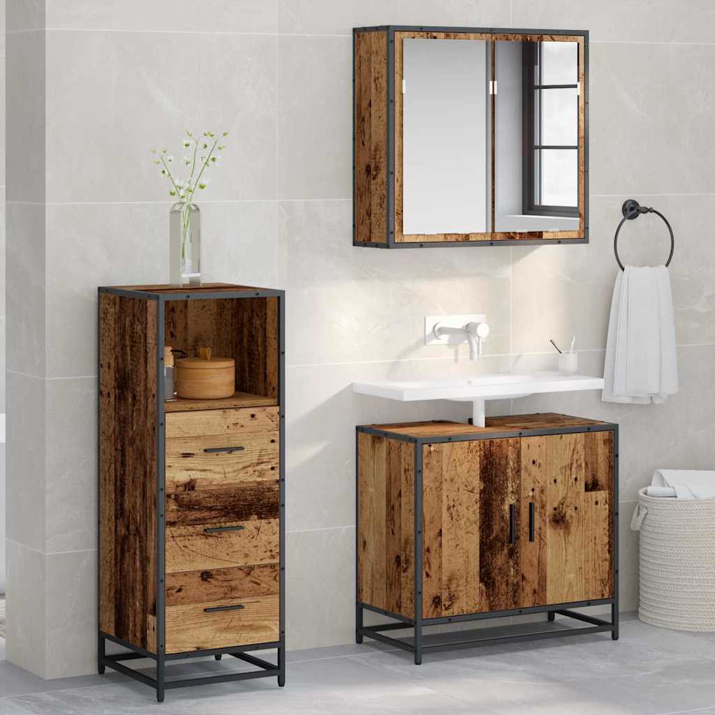 vidaXL Badkamerkast 35x37,5x100 cm bewerkt hout bruin eikenkleur - Aashly