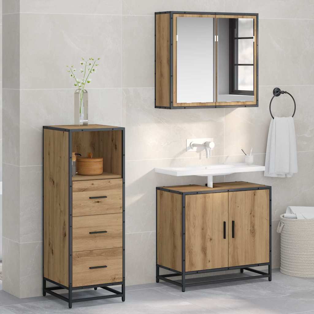 vidaXL Badkamerkast 35x37,5x100 cm bewerkt hout bruin eikenkleur - Aashly