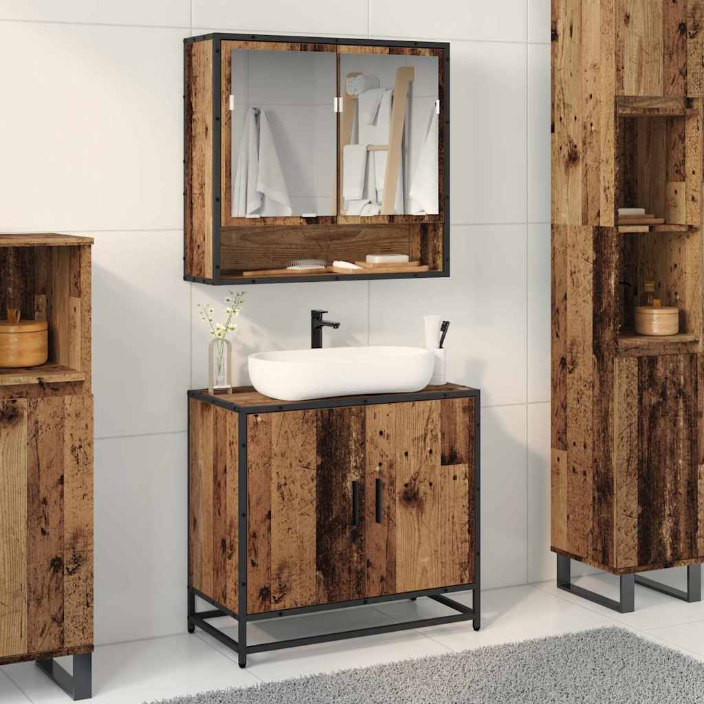 vidaXL Wastafelkast 65x33x60 cm bewerkt hout zwart - Aashly