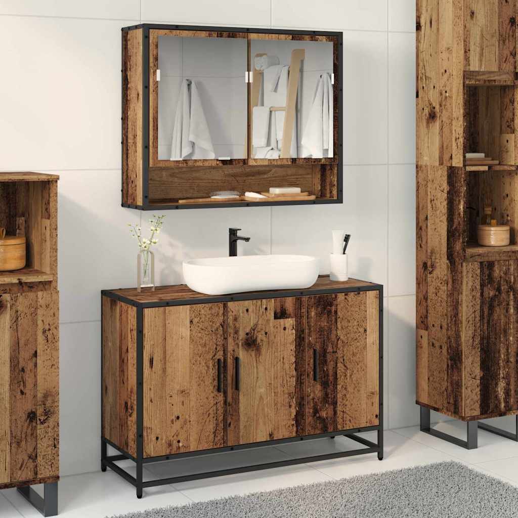 vidaXL Wastafelkast 90x33x60 cm bewerkt hout sonoma eikenkleurig - Aashly