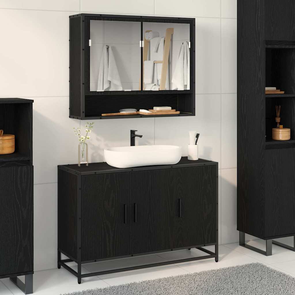vidaXL Wastafelkast 90x33x60 cm bewerkt hout sonoma eikenkleurig - Aashly