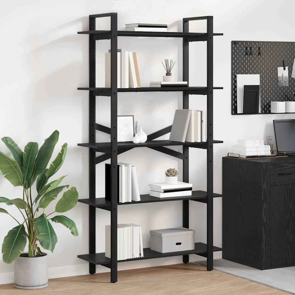 vidaXL Boekenkast Zwart Eiken 100 x 33,5 x 178 cm Bewerkt hout