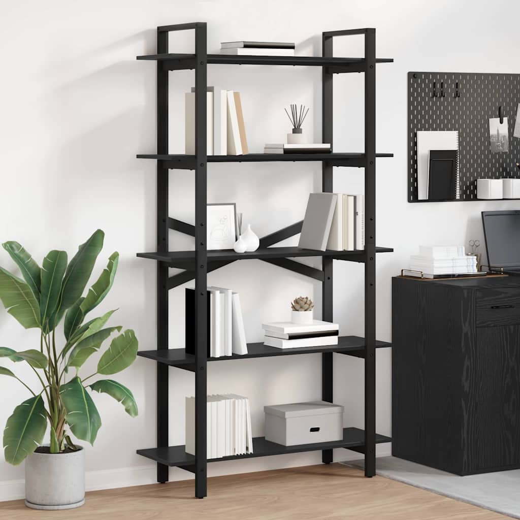 vidaXL Boekenkast Zwart Eiken 100 x 33,5 x 178 cm Bewerkt hout
