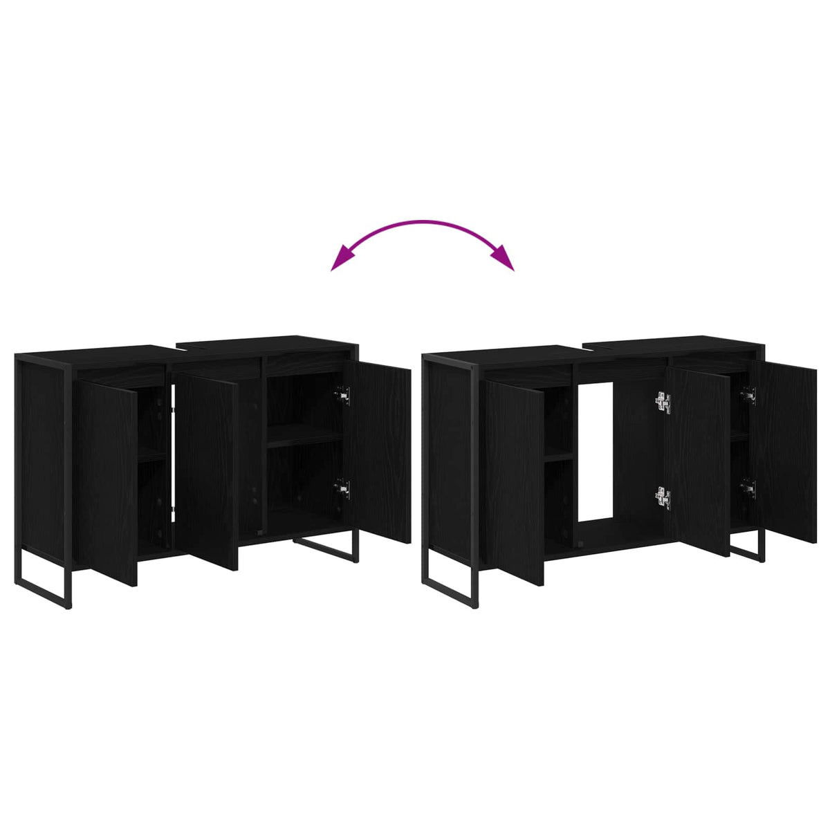 vidaXL Badkamer Kast Zwart Eiken 90 x 30 x 60 cm Bewerkt hout