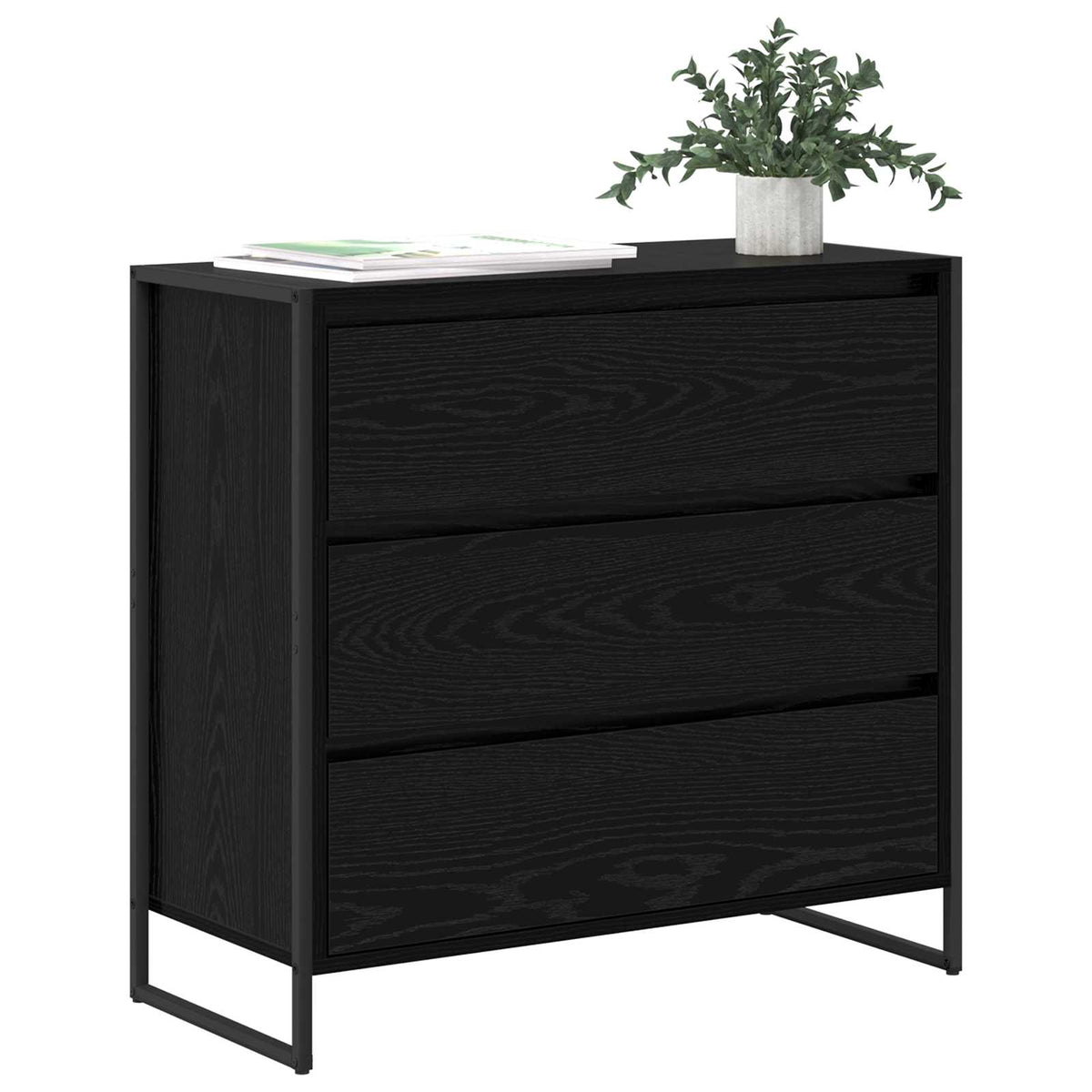 vidaXL Dressoir met lade Zwart Eiken 79 x 36 x 75.5 cm Bewerkt hout