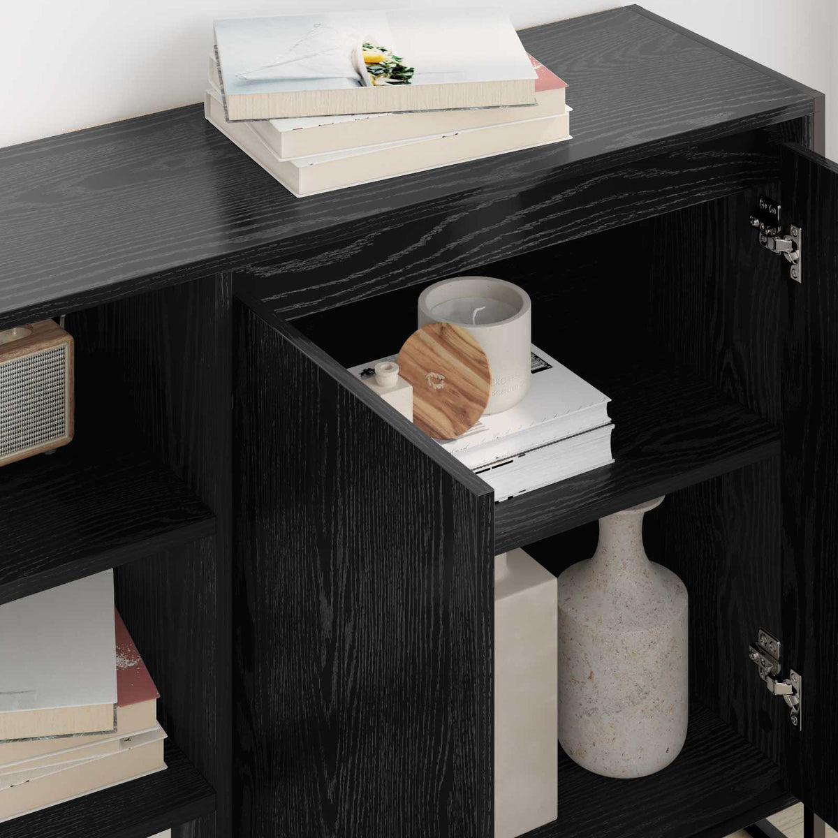 vidaXL Bijzetkast Zwart Eiken 96.5 x 30 x 75 cm Bewerkt hout