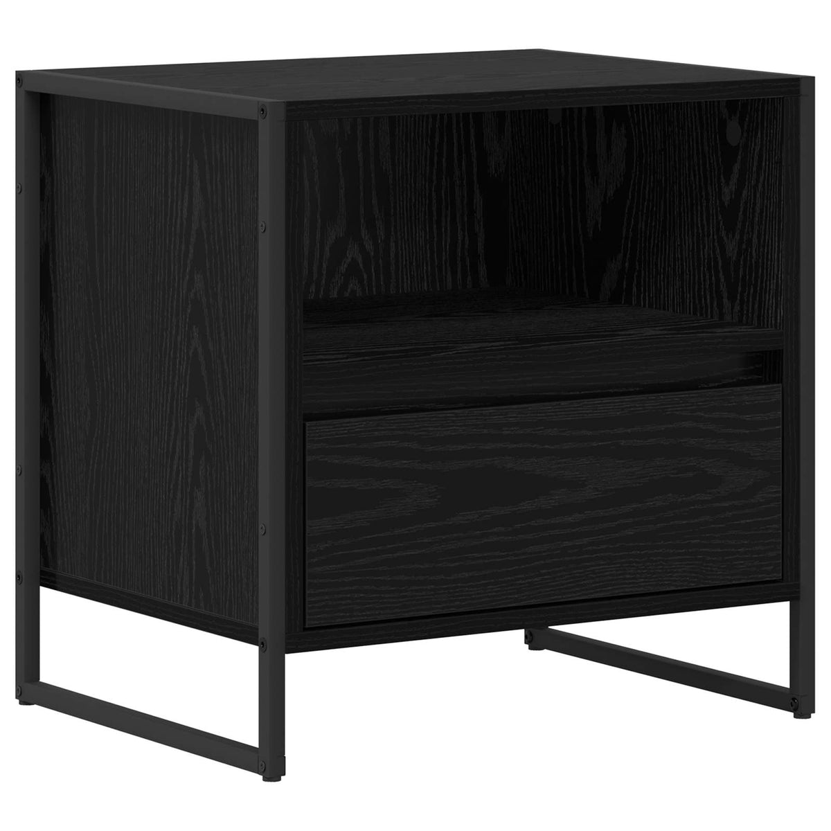 vidaXL Nachtkastje met lade Zwart Eiken 50 x 39,5 x 50 cm Bewerkt hout