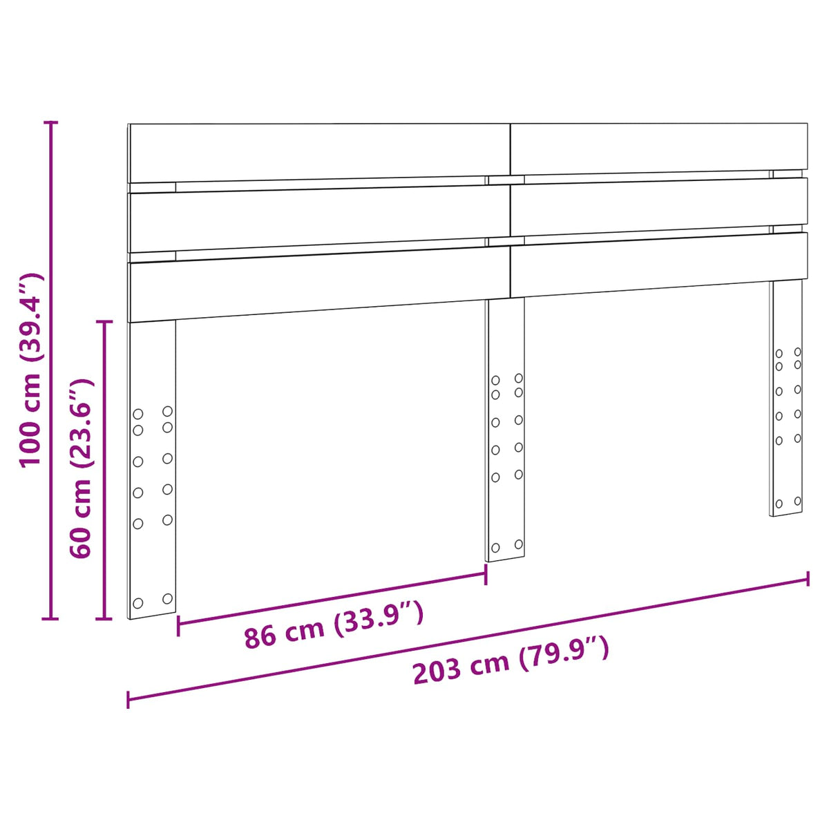 vidaXL Hoofdbord met hoofdeinde Wit 200 cm Bewerkt hout