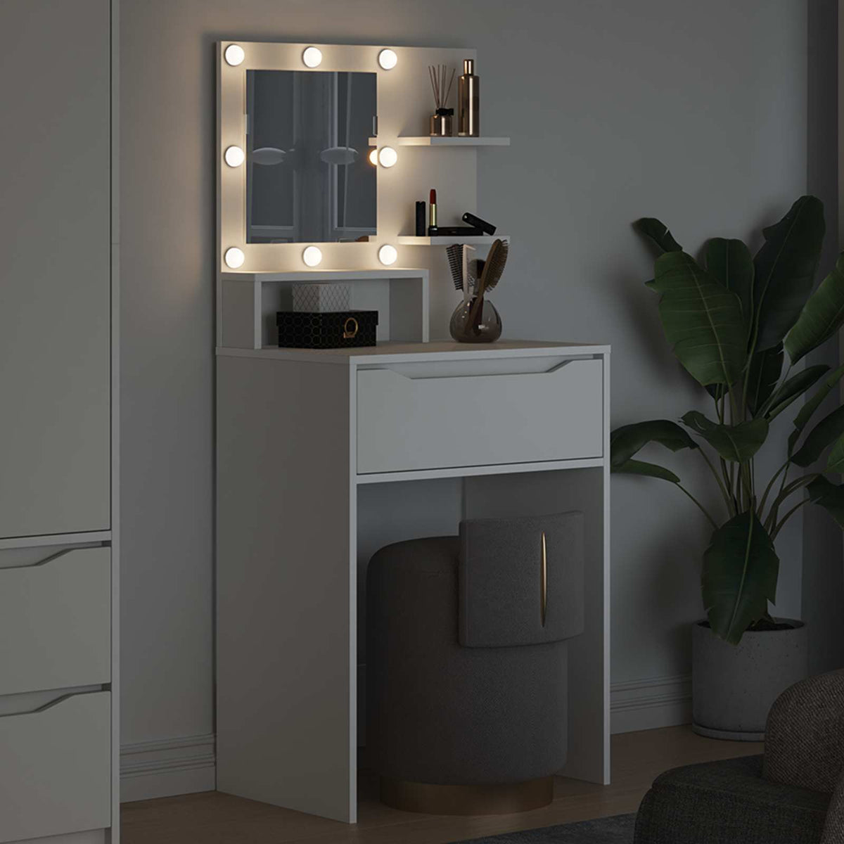 vidaXL Slaapkamer Kaptafels Wit 80 x 39,6 x 135 cm Bewerkt hout