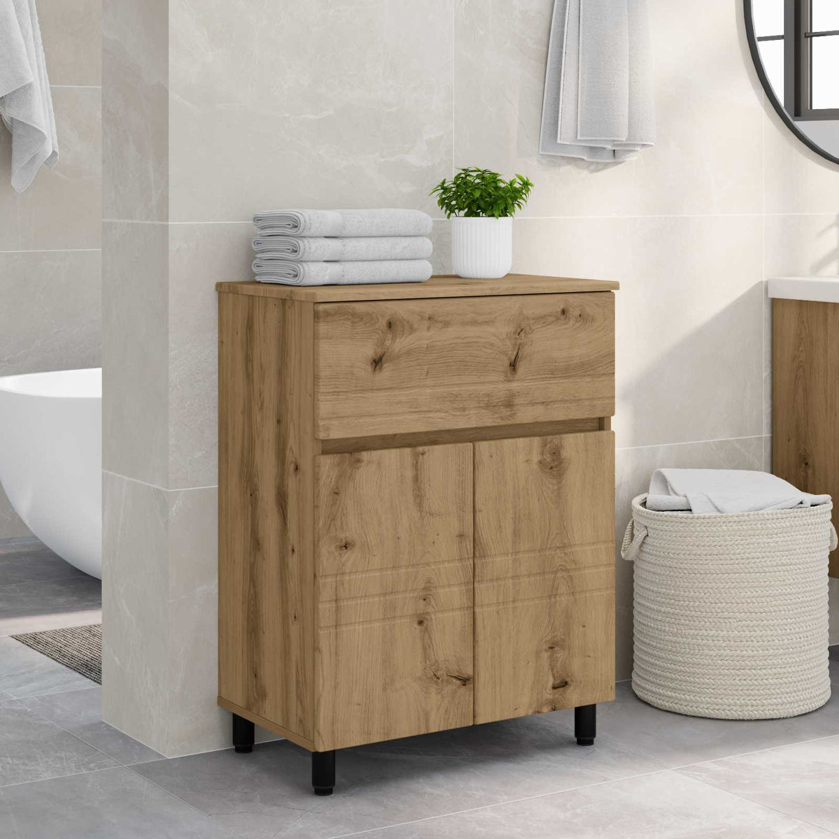 vidaXL Badkamer Waskom Wit 60 x 35 x 80 cm Bewerkt hout