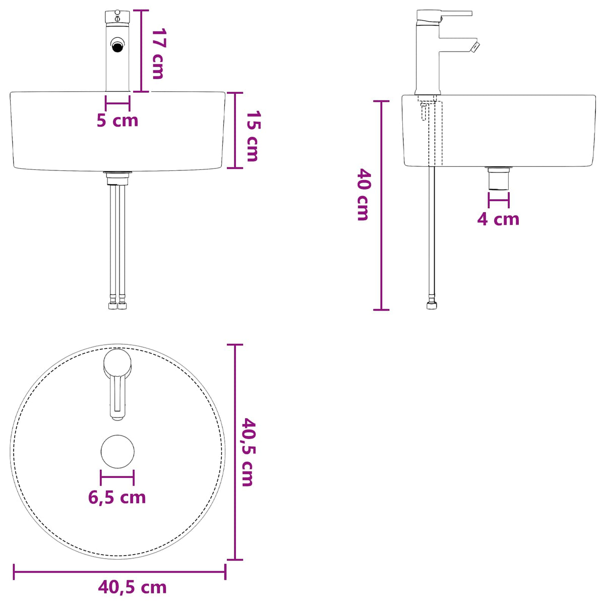 vidaXL Wandgemonteerde wastafelmeubel Wit 49,5 x 44,5 x 65 cm