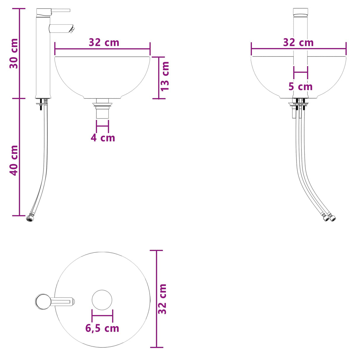 vidaXL Wandgemonteerde wastafelmeubel Wit 49,5 x 35 x 63 cm