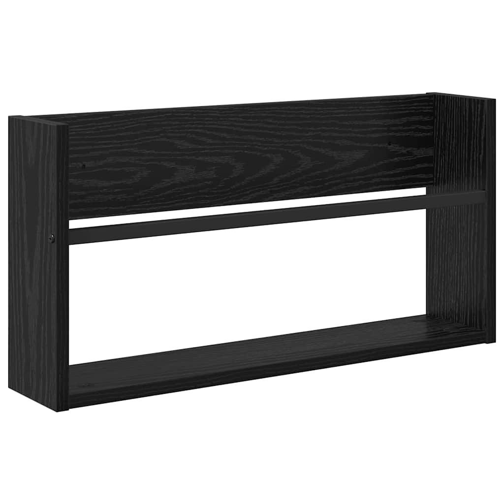 vidaXL Tijdschrift Rek Zwart Eiken 60 x 12 x 30 cm Bewerkt hout