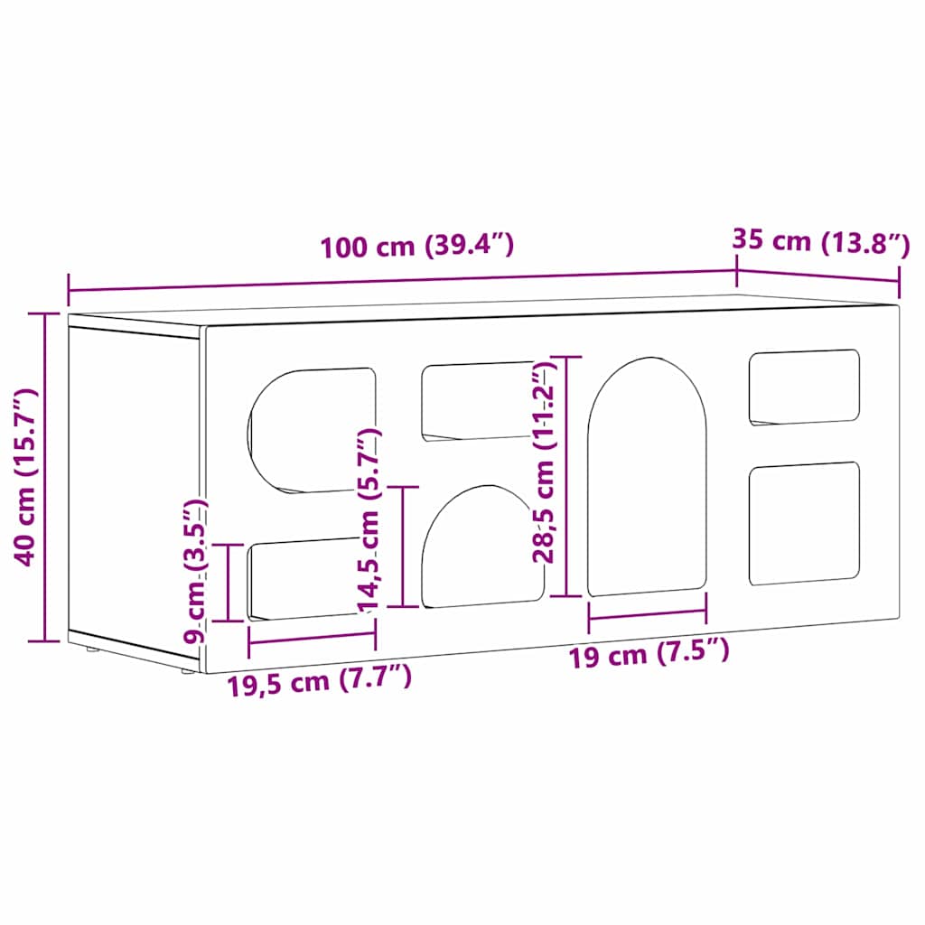 vidaXL TV-kast Wit 100 x 35 x 40 cm Bewerkt hout