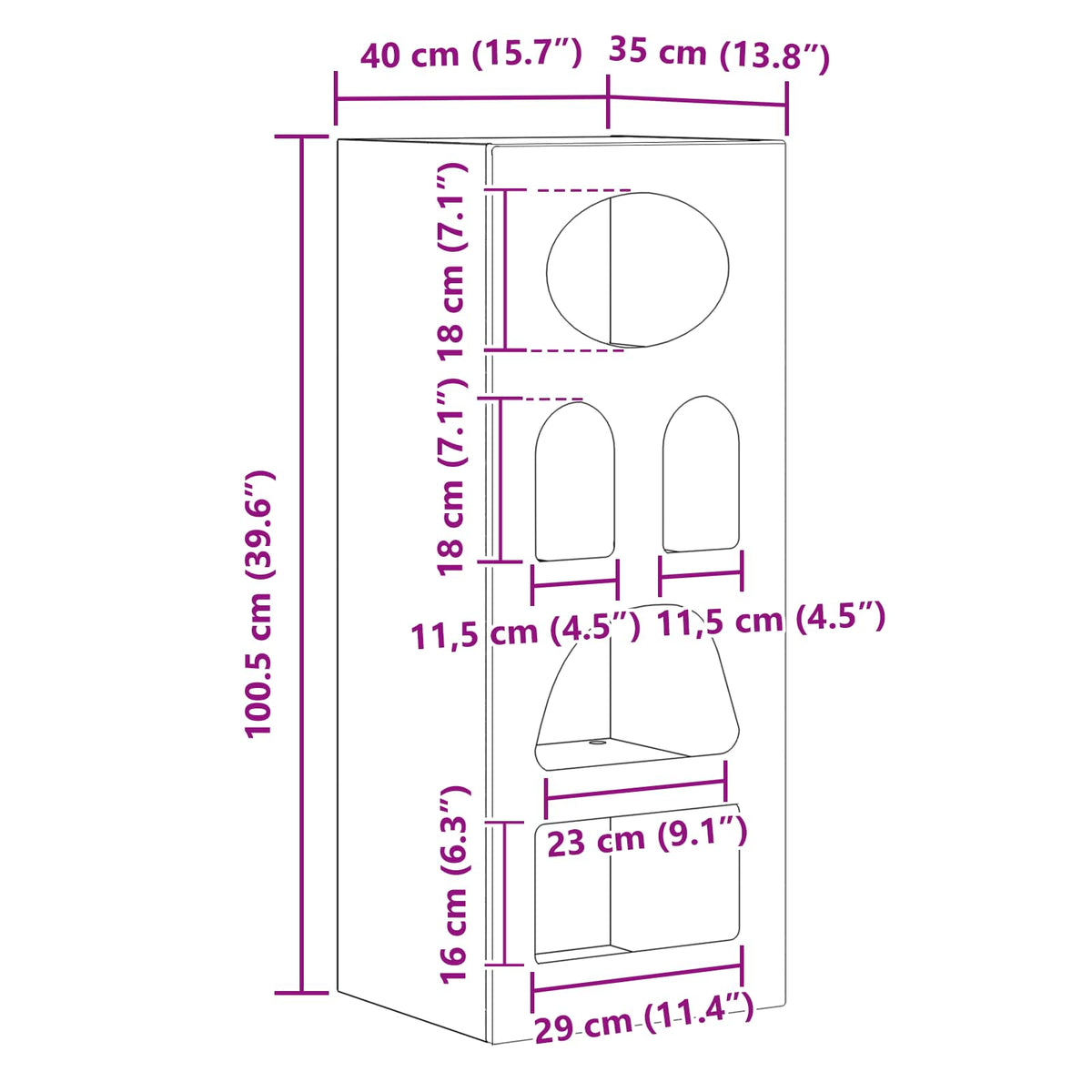 vidaXL Dressoir Wit 40 x 35 x 100,5 cm Bewerkt hout