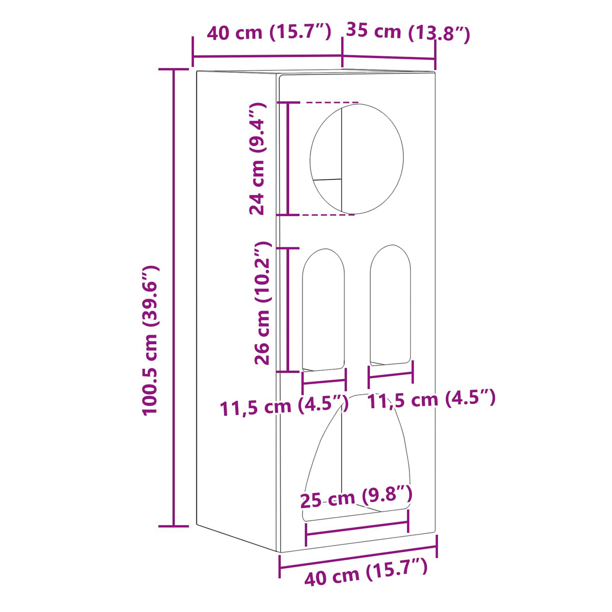 vidaXL Dressoir Wit 40 x 35 x 100,5 cm Bewerkt hout