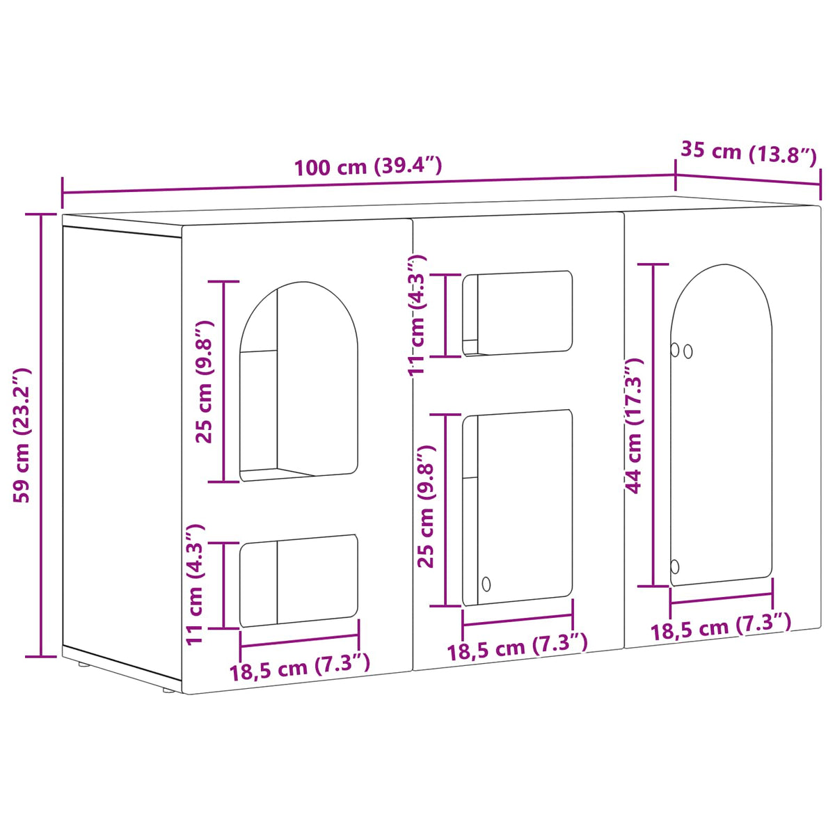 vidaXL Dressoir Wit 100 x 35 x 59 cm Bewerkt hout