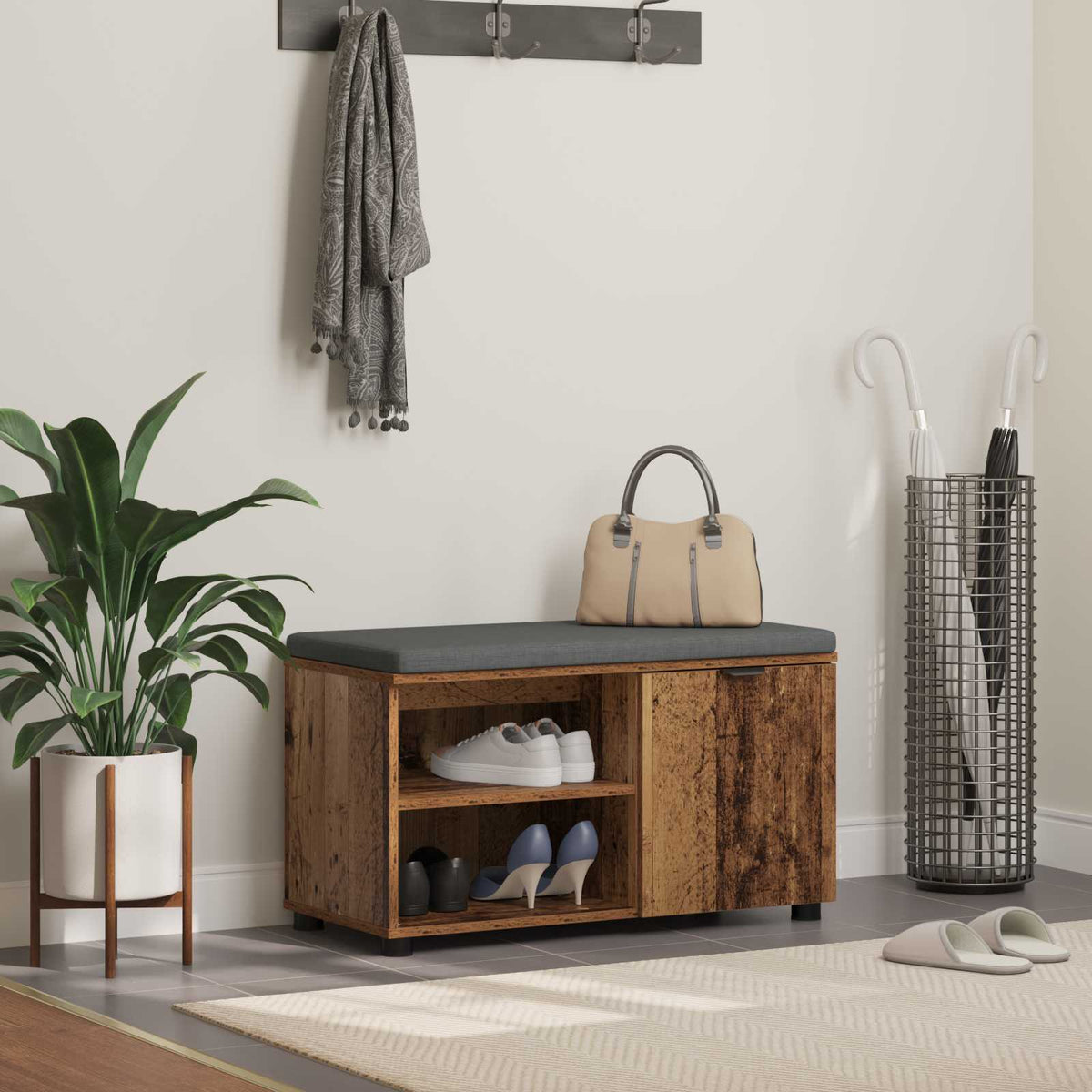 vidaXL Halbank met kussen Effen Wit 60 x 38 x 46 cm