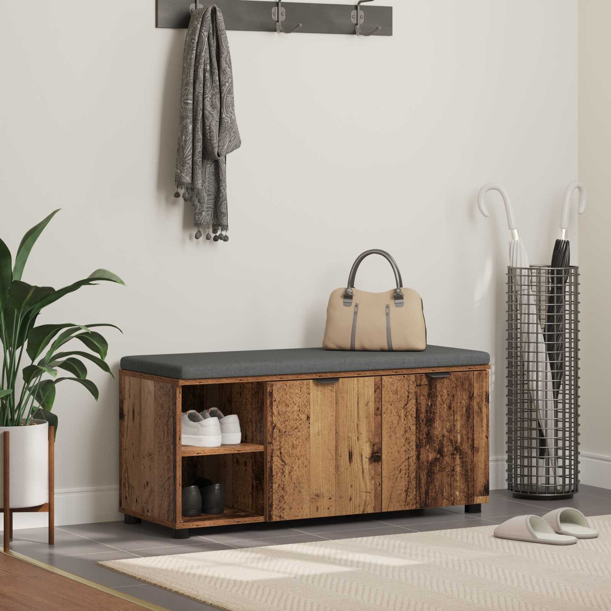 vidaXL Halbank met kussen Effen Wit 60 x 38 x 46 cm