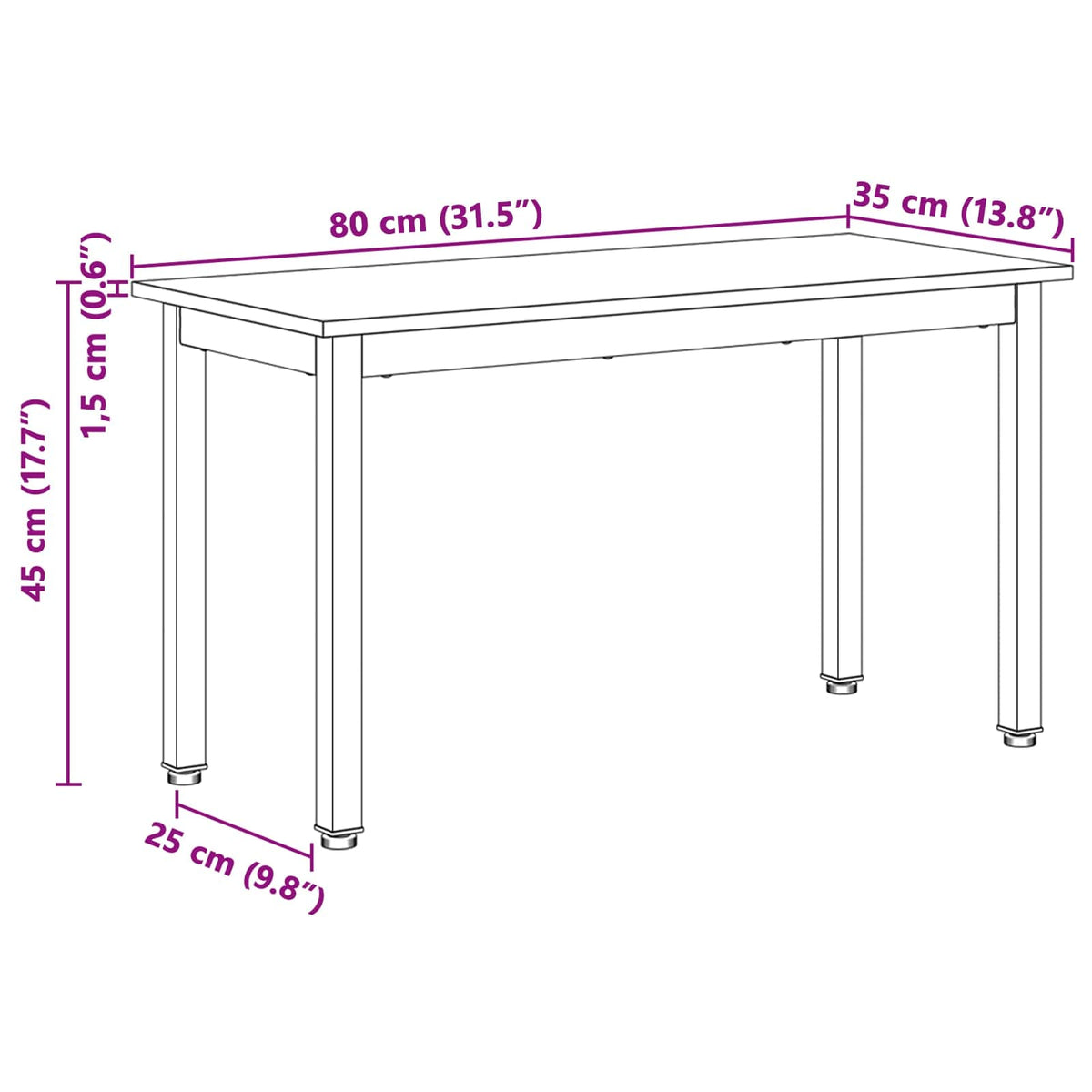 vidaXL Bank Naturel 80 x 35 x 45 cm Massief grenenhout