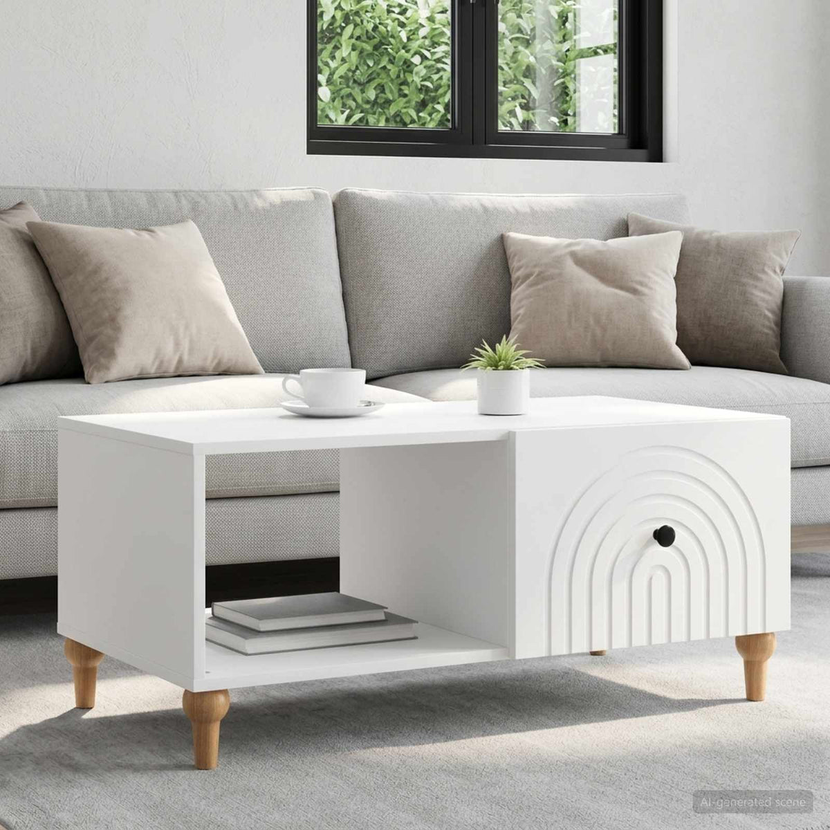 vidaXL Salontafel Zwart 90 x 50 x 40 cm Bewerkt hout