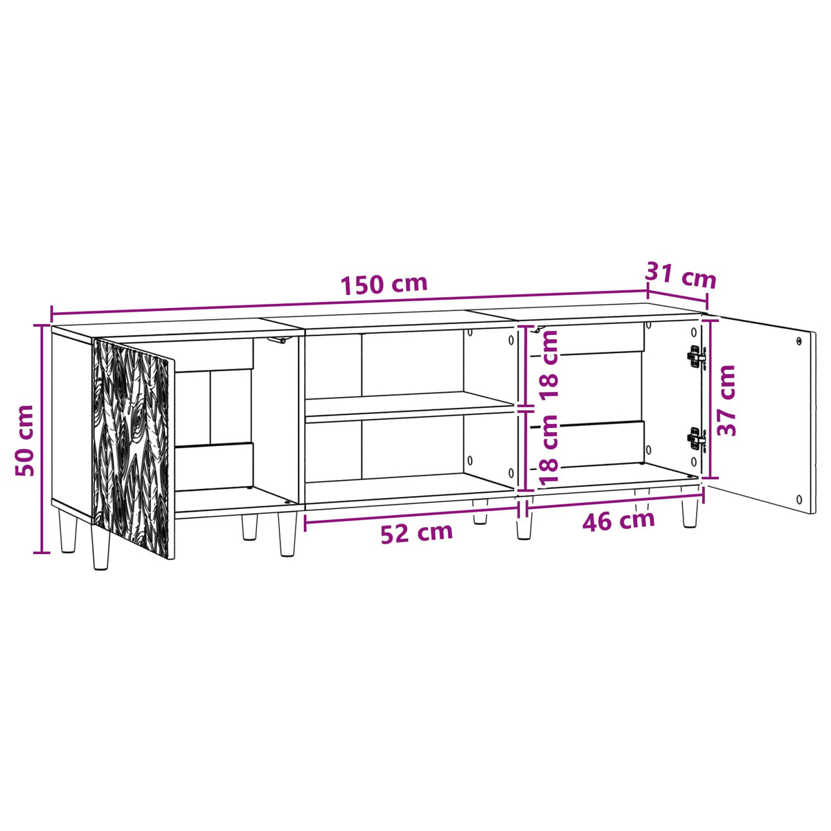 vidaXL TV-kast 150 x 31 x 50 cm Wit Bewerkt hout