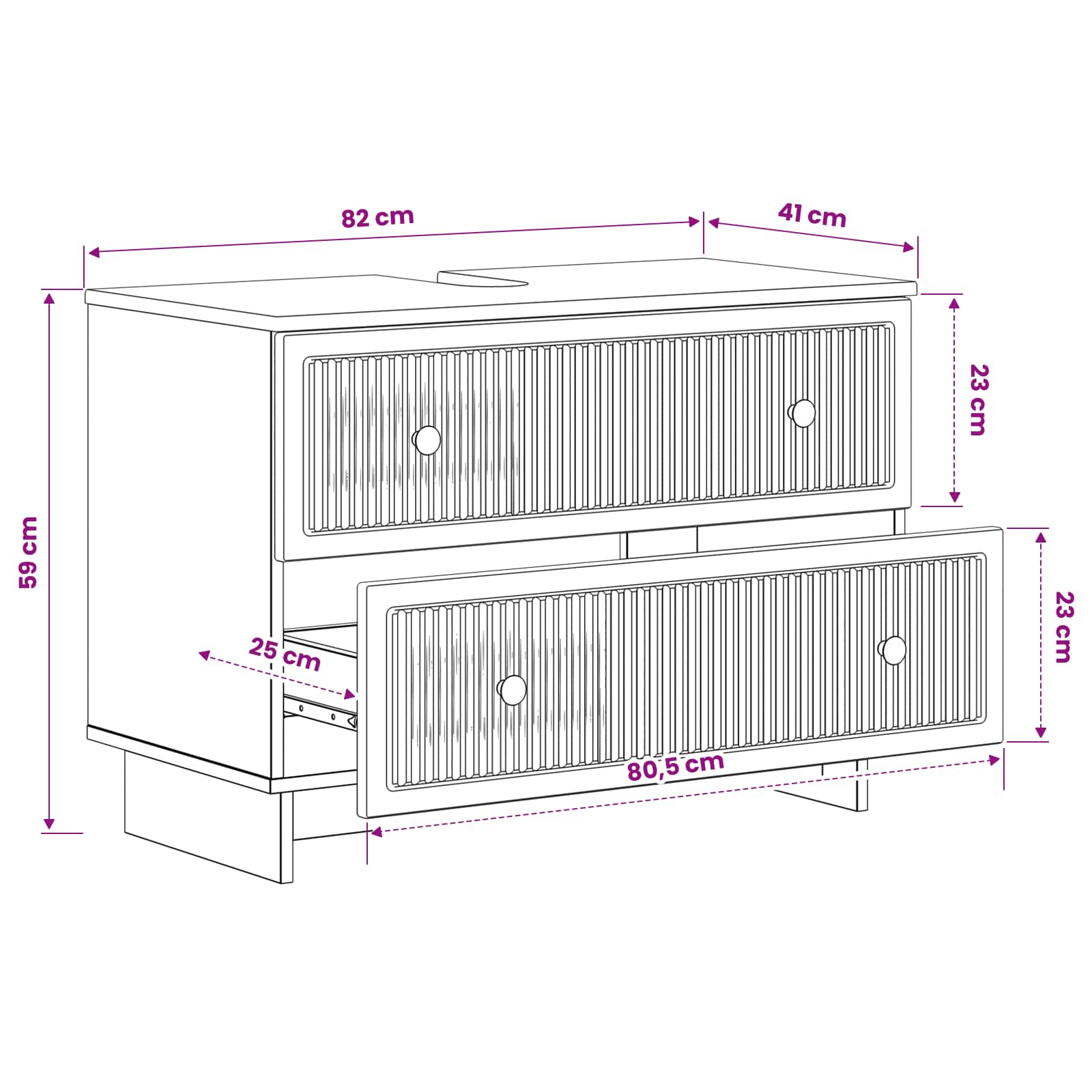 vidaXL Badkamer wastafelkast EDE Wit 82 x 41 x 59 cm Bewerkt hout