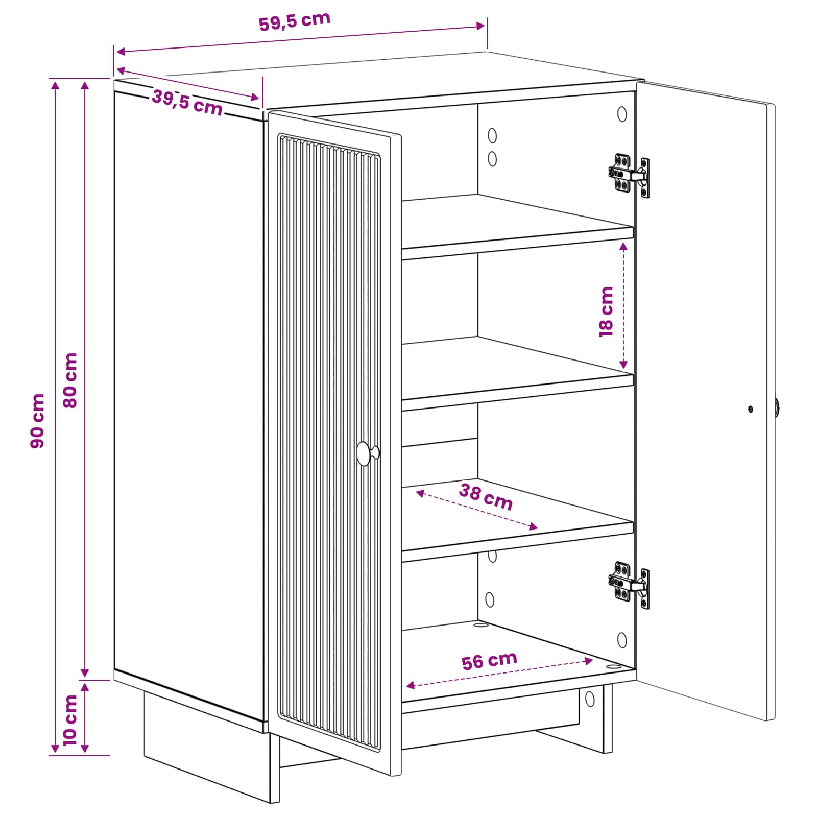 vidaXL Schoenenkast EDE 59,5 x 39,5 x 90 cm Bewerkt hout Wit