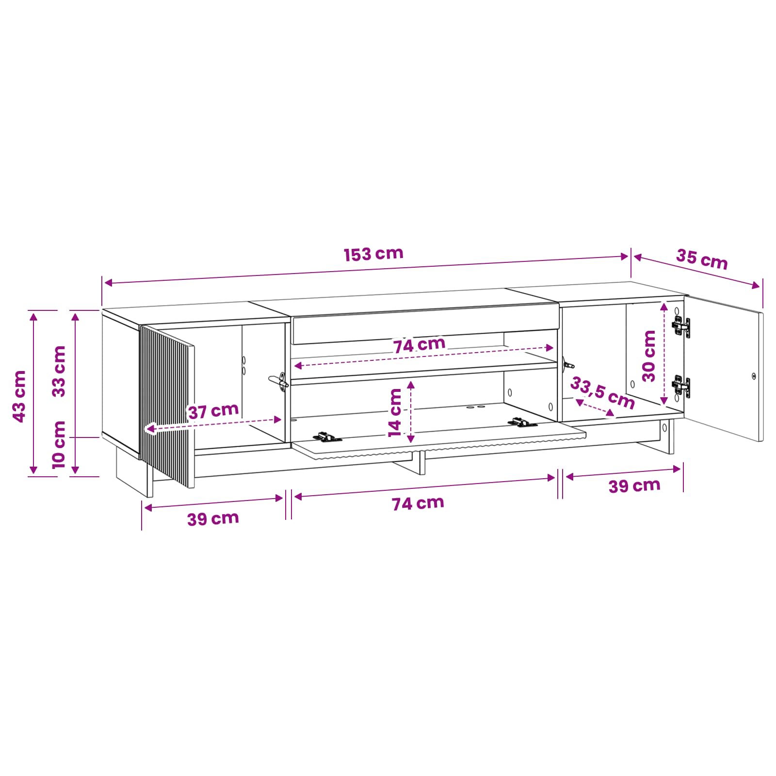 vidaXL LED tv-meubel Wit Bewerkt hout