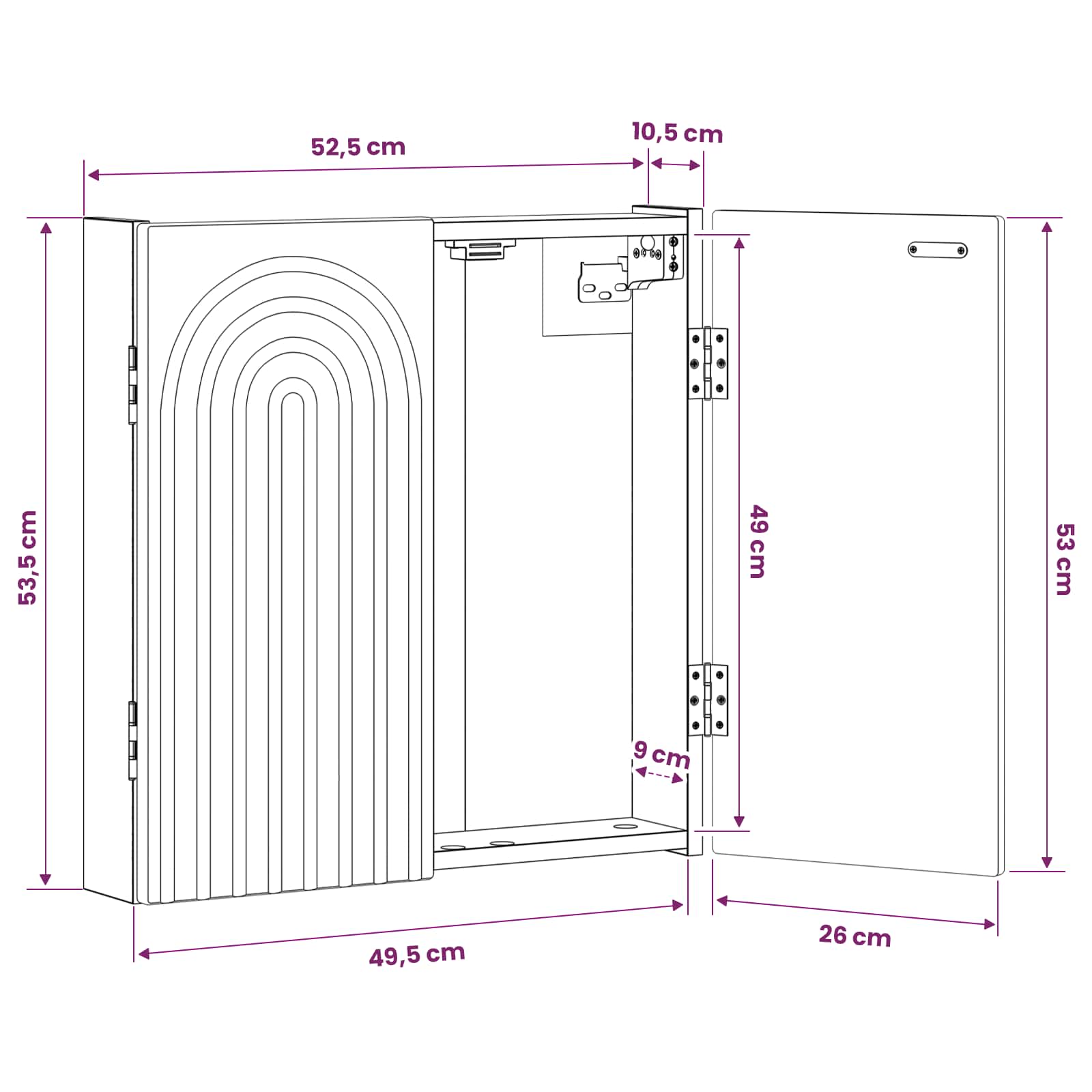 vidaXL Dartbord Kabinet ALKMAAR Wit 52,5 x 10,5 x 53,5 cm Bewerkt hout