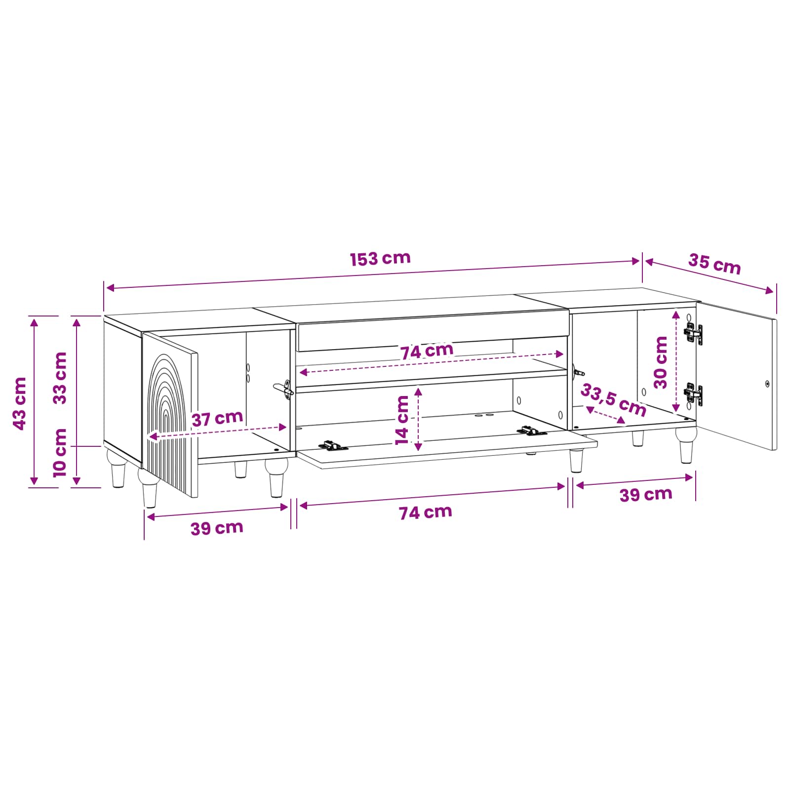 vidaXL LED tv-meubel Wit Bewerkt hout
