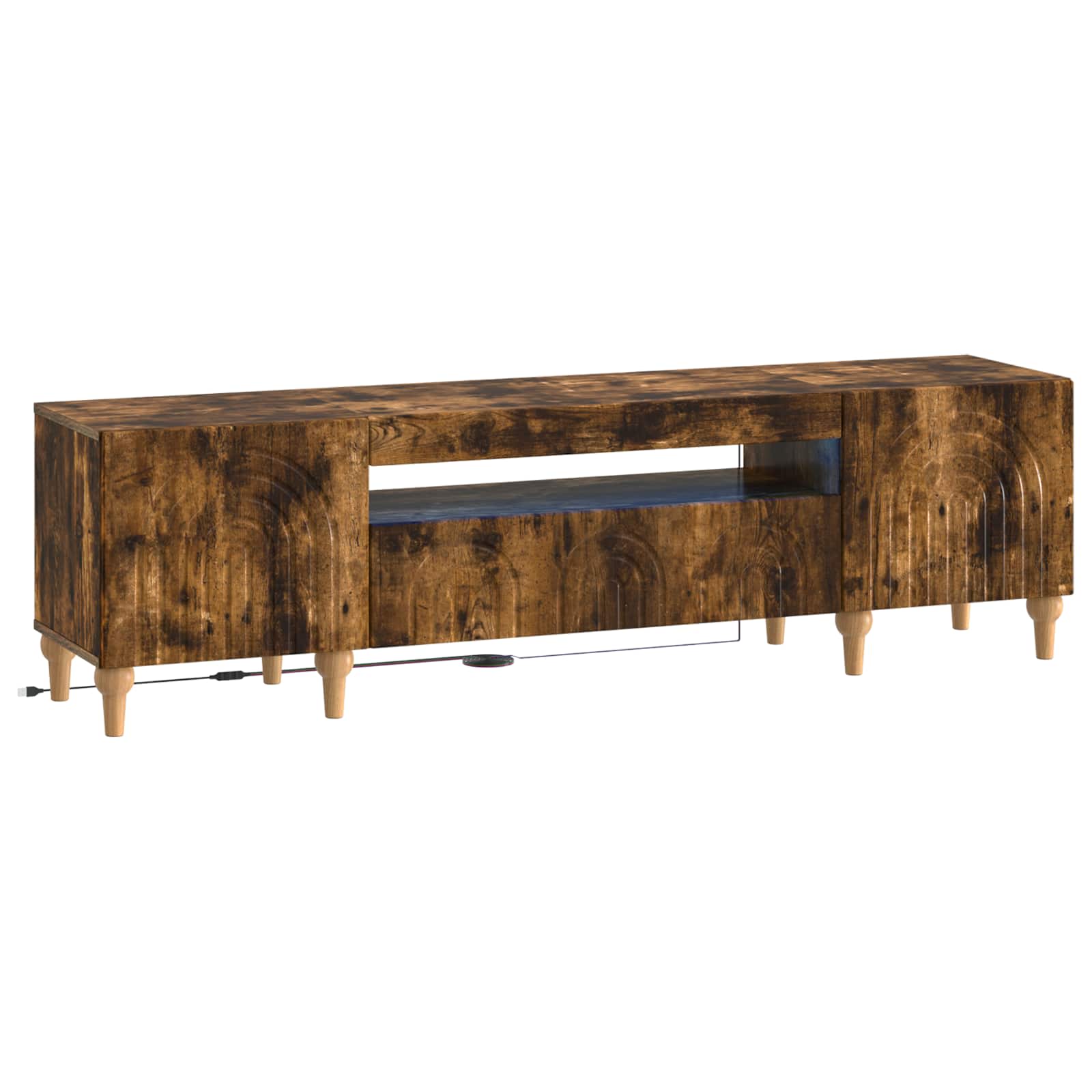 vidaXL LED tv-meubel Wit Bewerkt hout