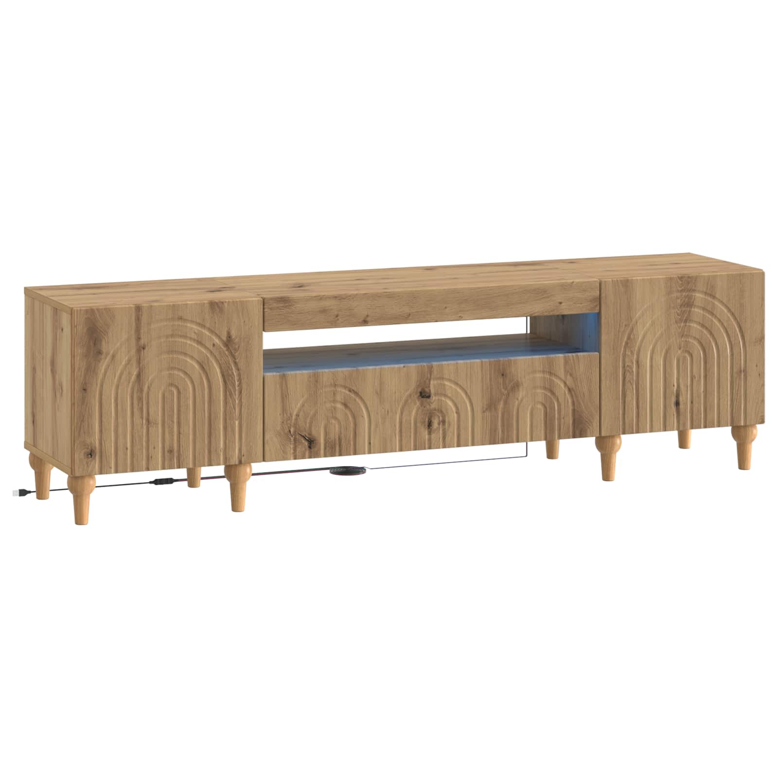 vidaXL LED tv-meubel Wit Bewerkt hout
