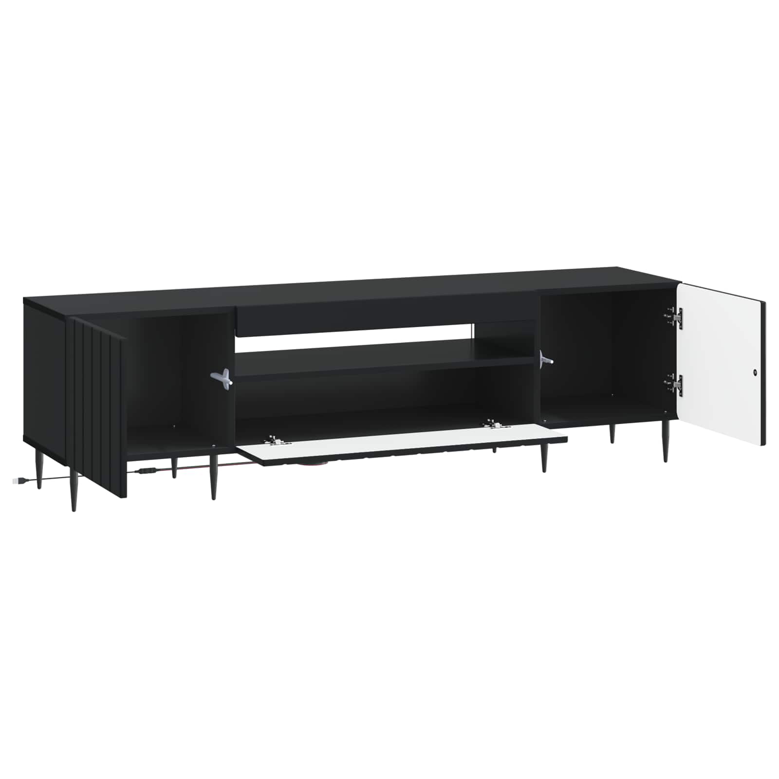 vidaXL LED tv-meubel Wit Bewerkt hout