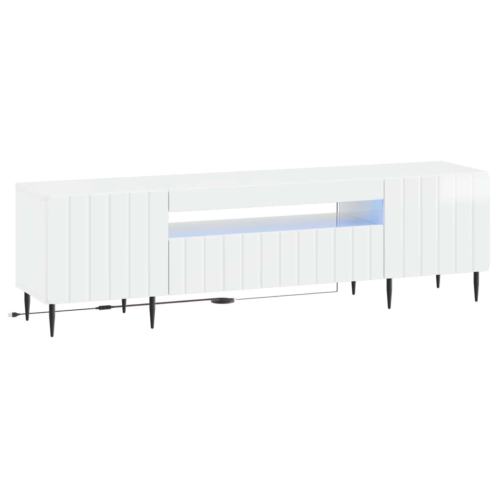 vidaXL LED tv-meubel Wit Bewerkt hout
