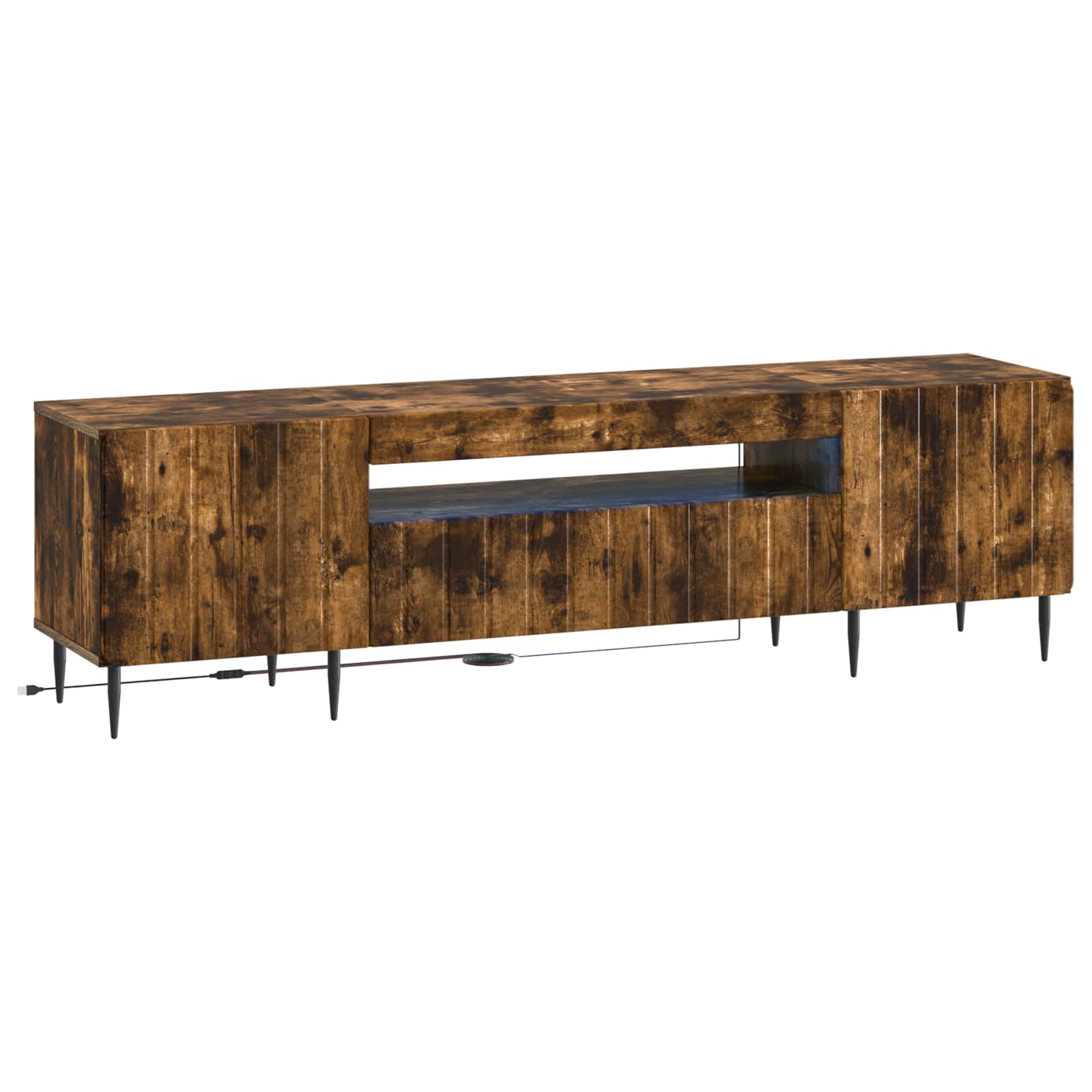 vidaXL LED tv-meubel Wit Bewerkt hout