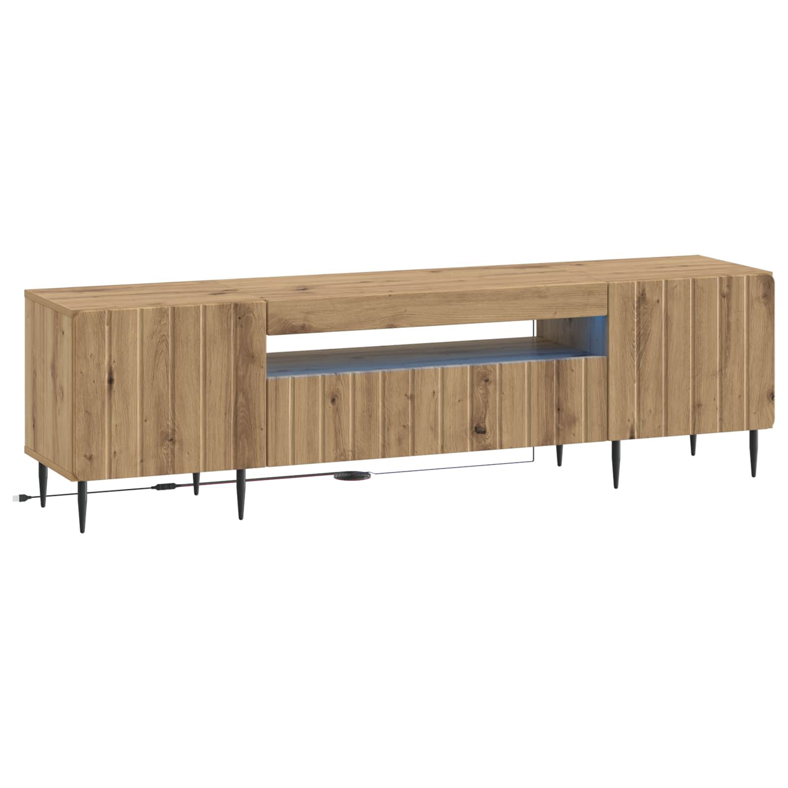 vidaXL LED tv-meubel Wit Bewerkt hout