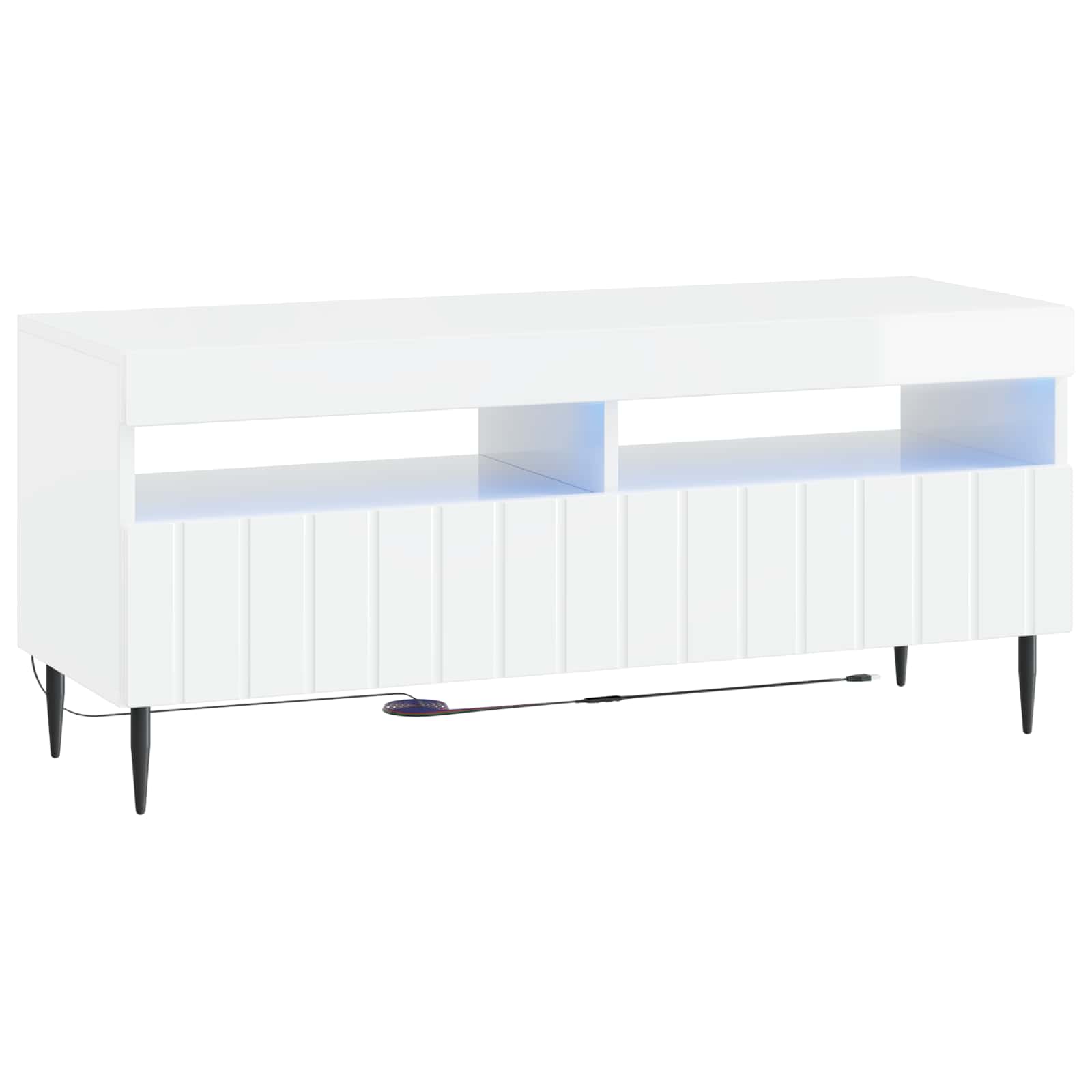 vidaXL LED tv-meubel Wit Bewerkt hout
