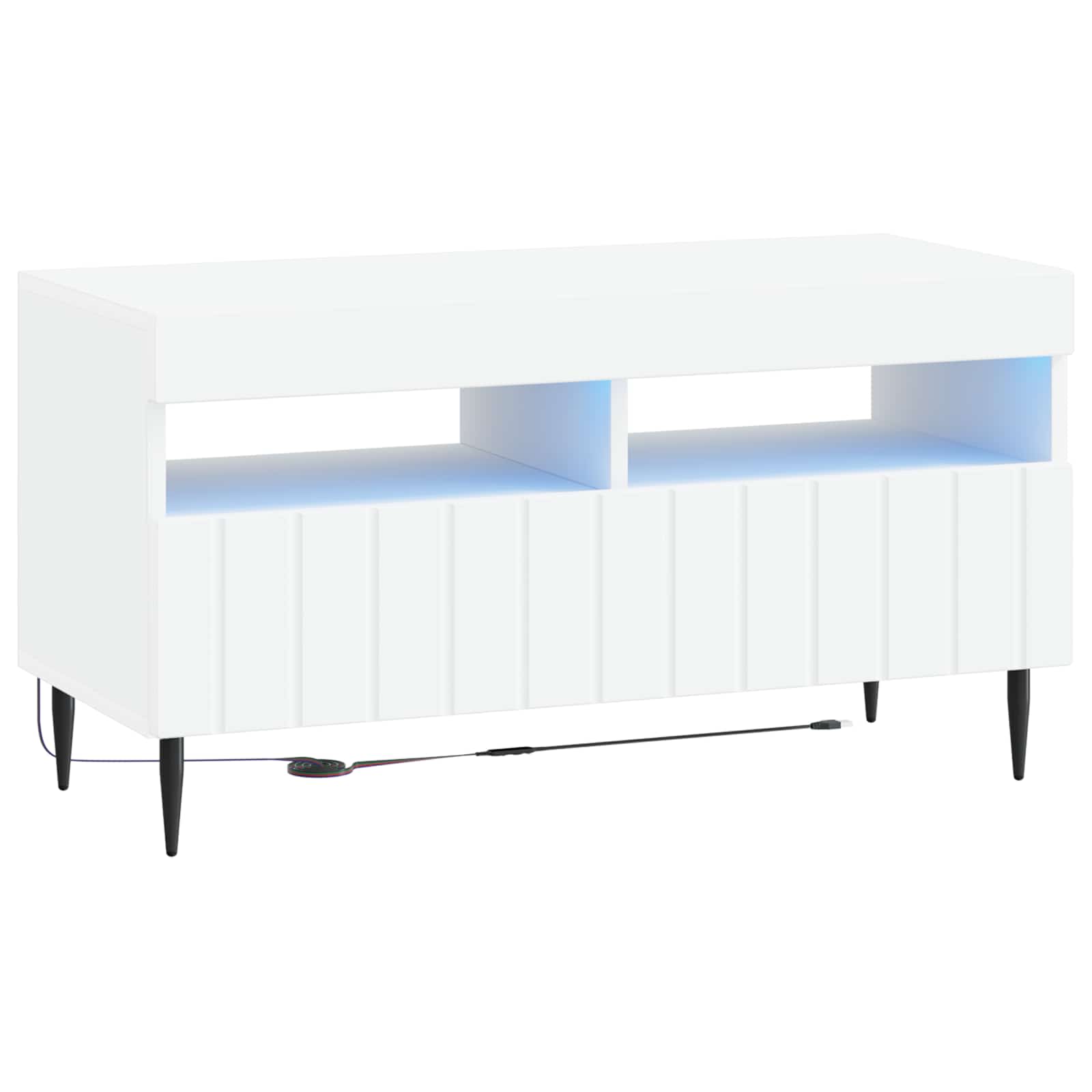 vidaXL LED tv-meubel Wit Bewerkt hout