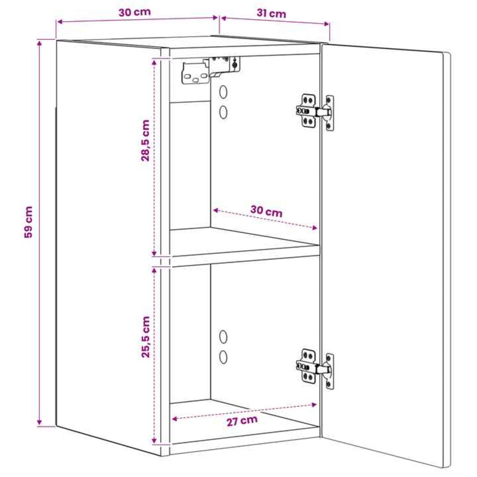 vidaXL Badkamer wandkast ARNHEM Wit 30 x 31 x 59 cm Bewerkt hout
