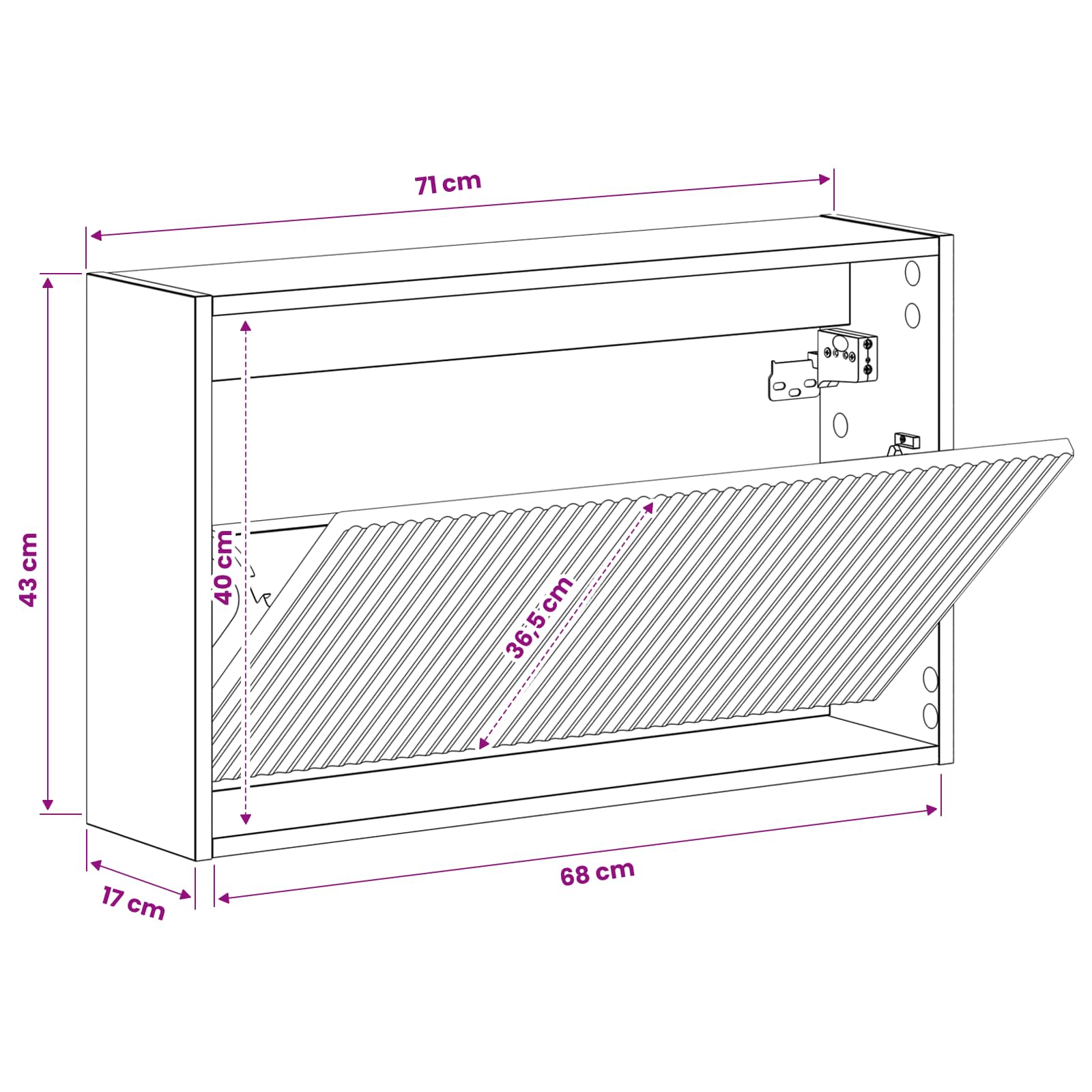 vidaXL Wandgemonteerde Schoenkast ARNHEM 71 x 17 x 43 cm Bewerkt hout