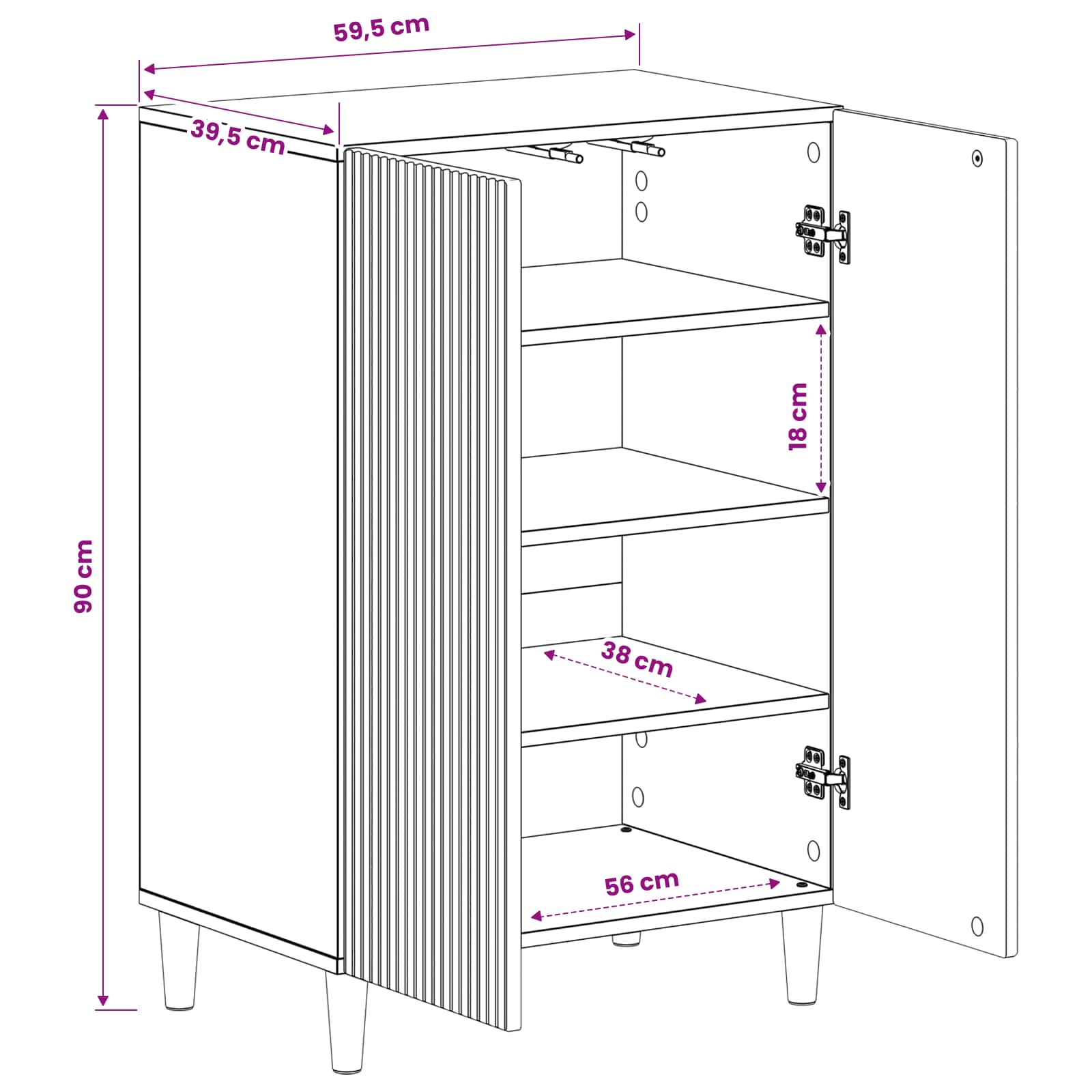 vidaXL Schoenenkast ARNHEM 59,5 x 39,5 x 90 cm Bewerkt hout Wit