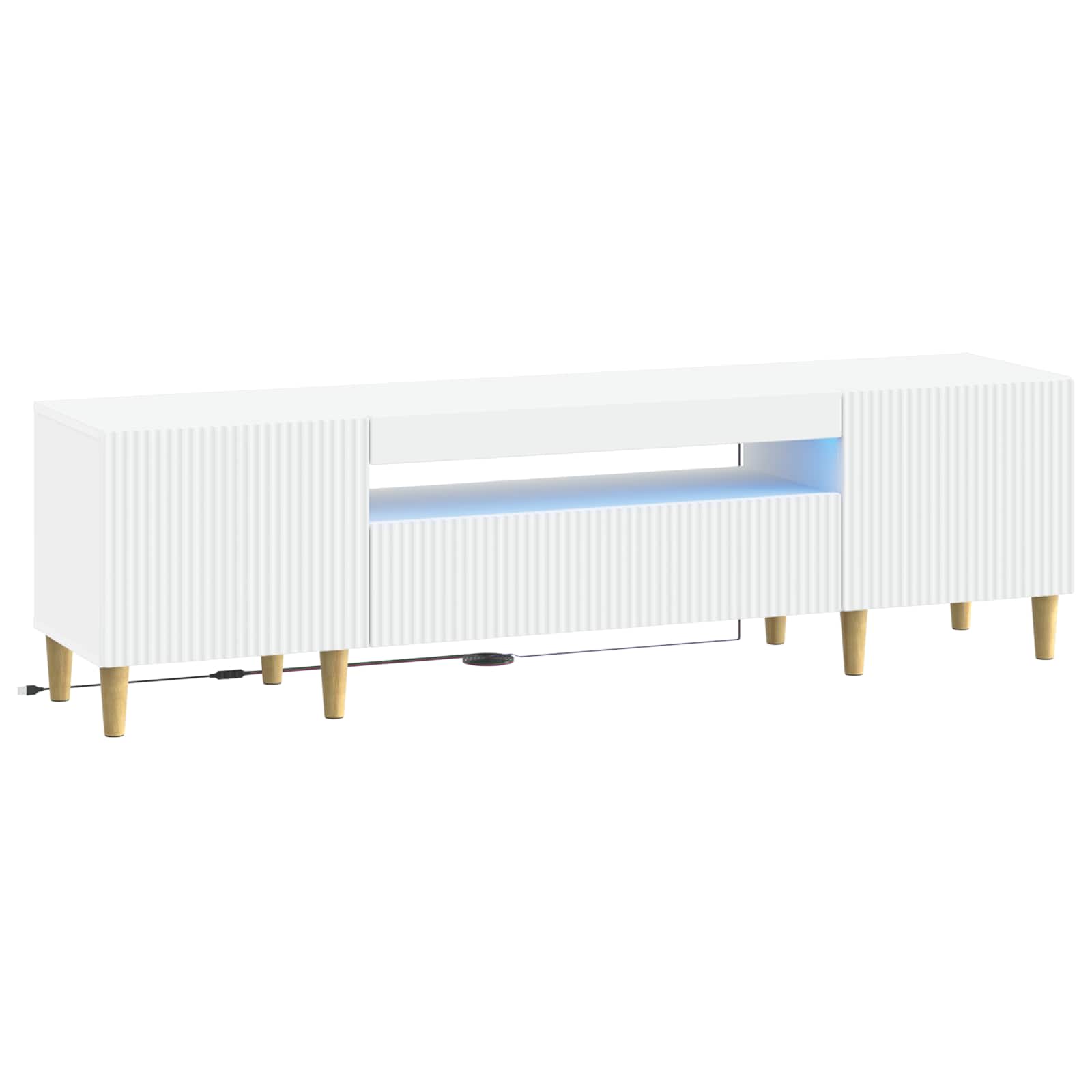vidaXL LED tv-meubel Wit Bewerkt hout