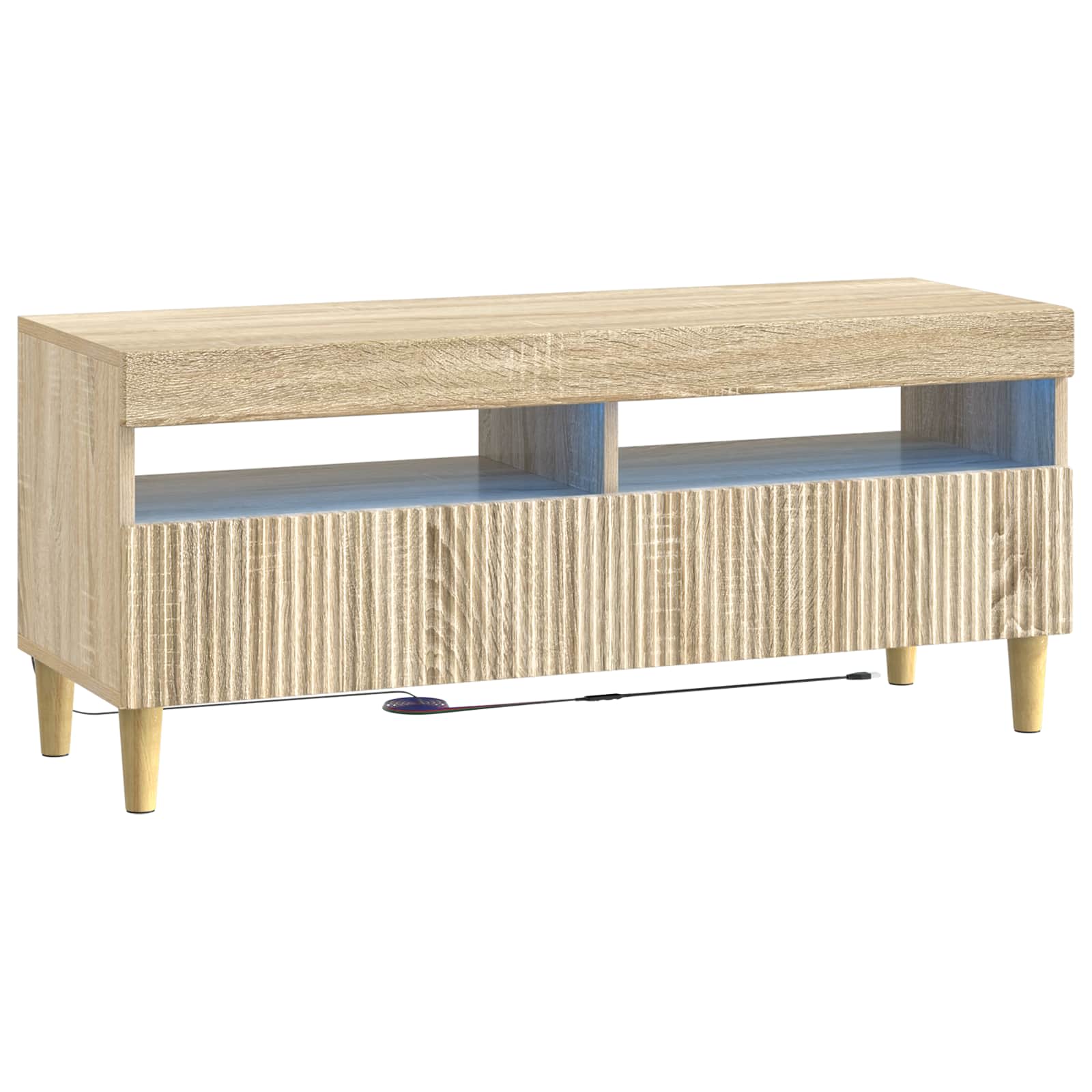 vidaXL LED tv-meubel Wit Bewerkt hout