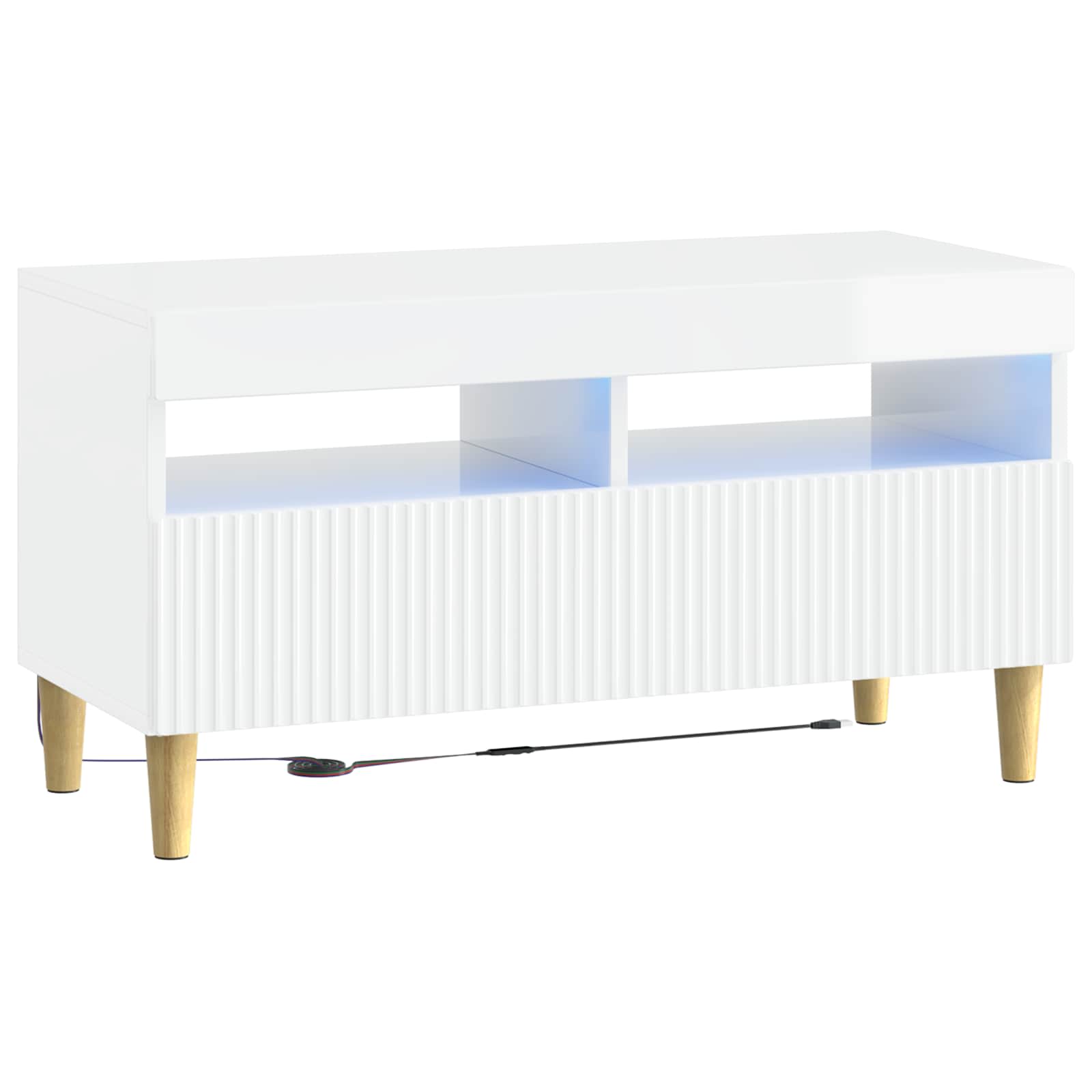 vidaXL LED tv-meubel Wit Bewerkt hout