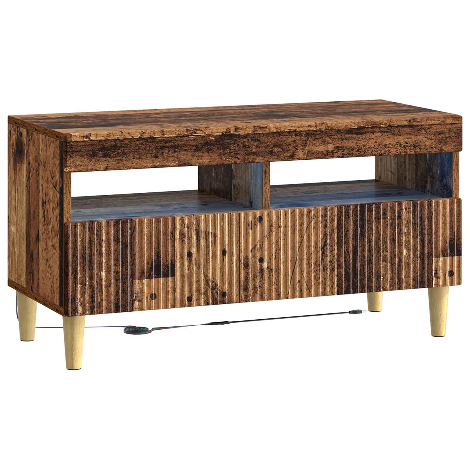 vidaXL LED tv-meubel Wit Bewerkt hout