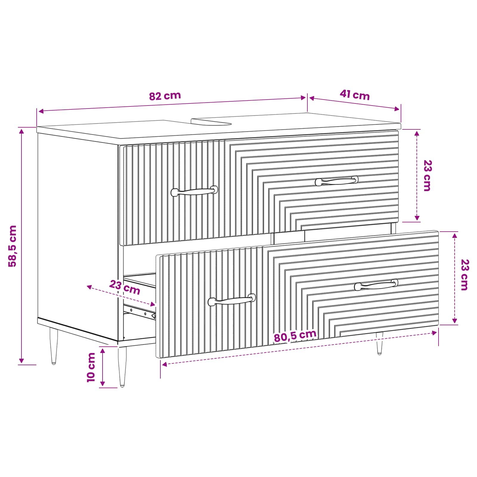 vidaXL Badkamer wastafelkast HAARLEM Wit 82 x 41 x 58,5 cm