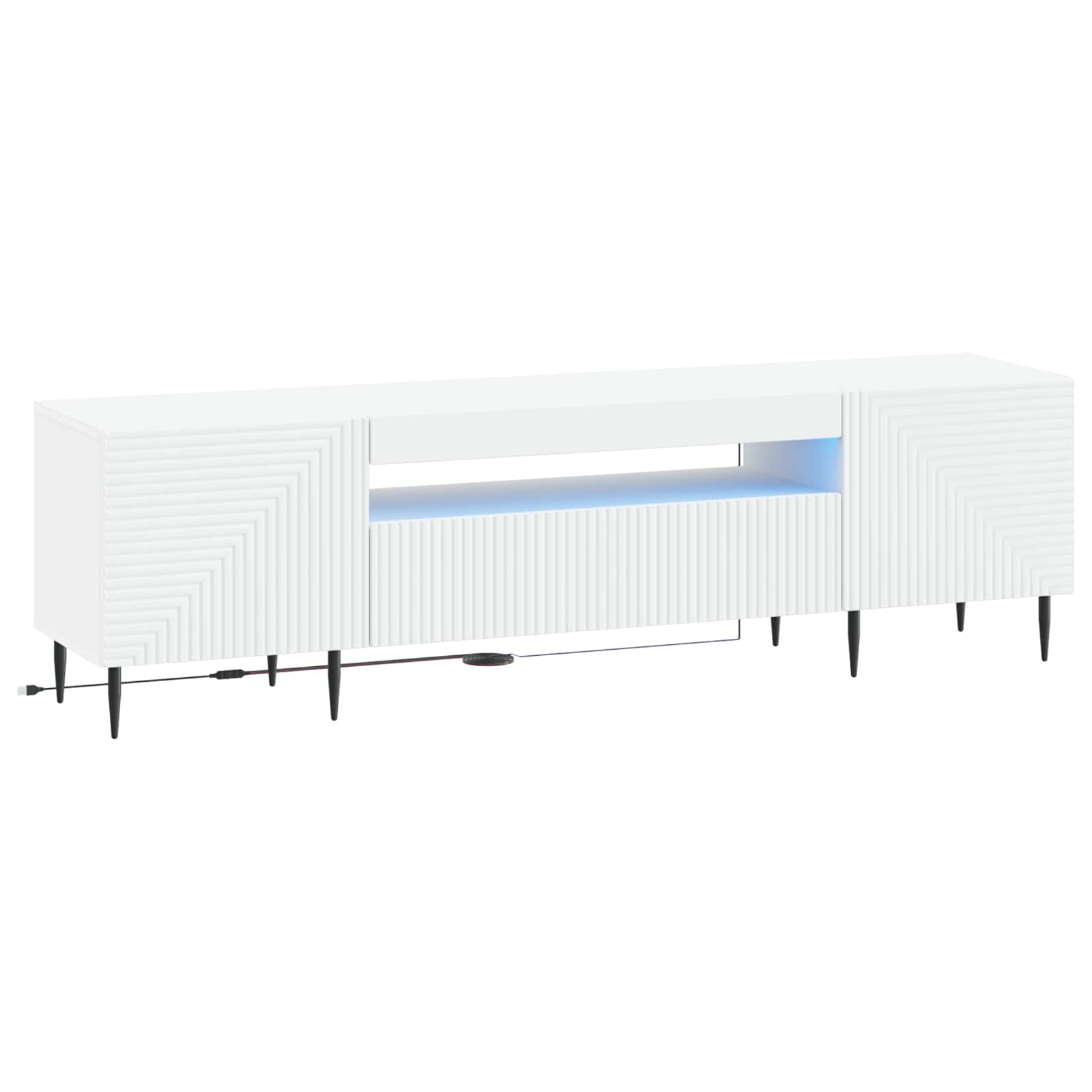 vidaXL LED tv-meubel Wit Bewerkt hout