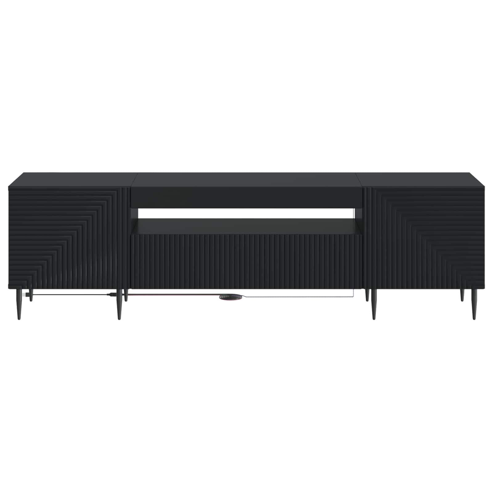 vidaXL LED tv-meubel Wit Bewerkt hout